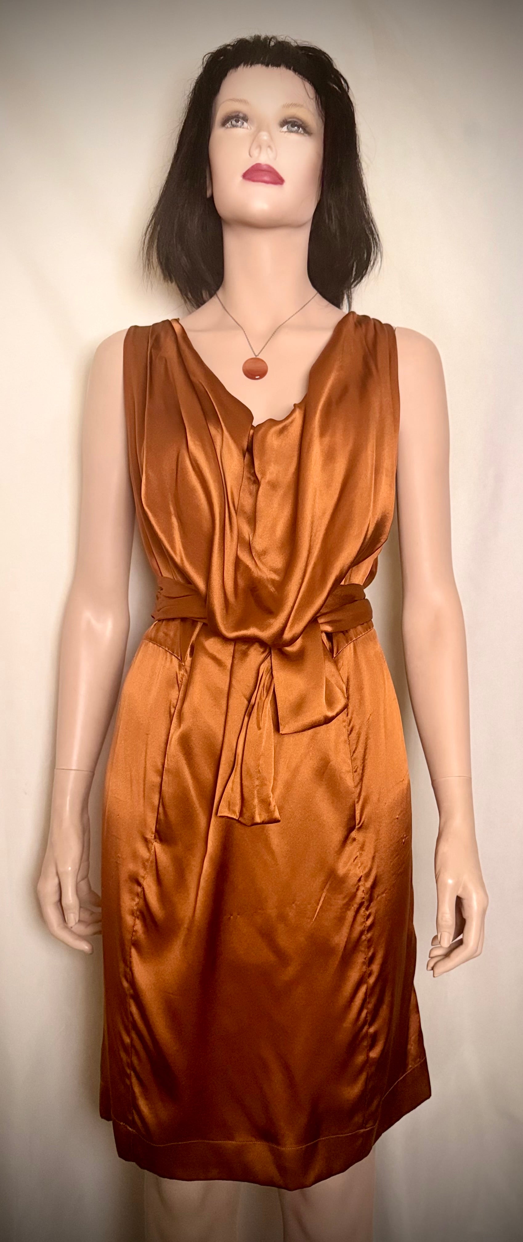 Vivienne Westwood Pure Silk Draped Dress - Copper