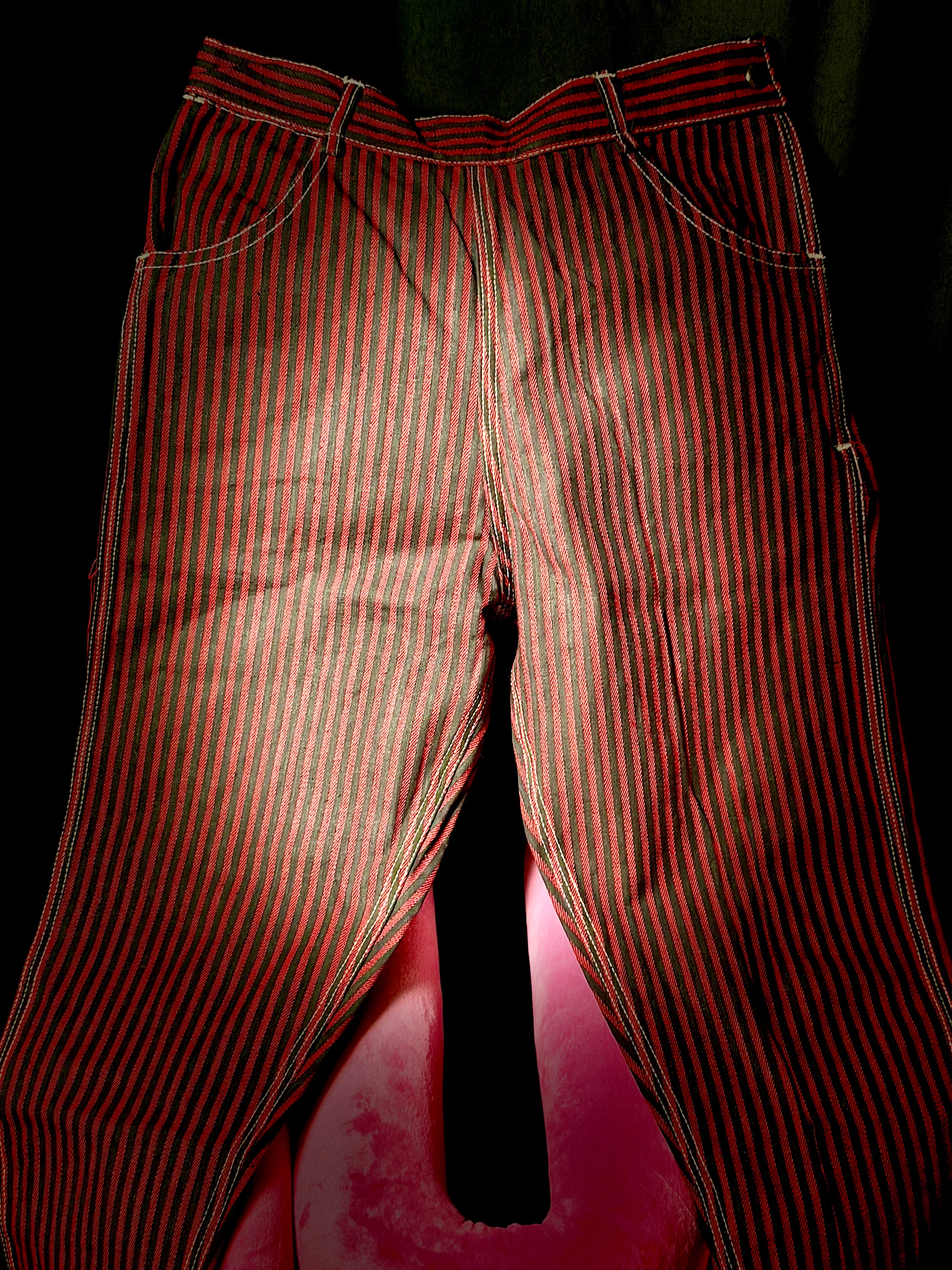 Deadstock 1960s Red and Black Striped Slim Cut Pants  | Utility Trousers – XS
