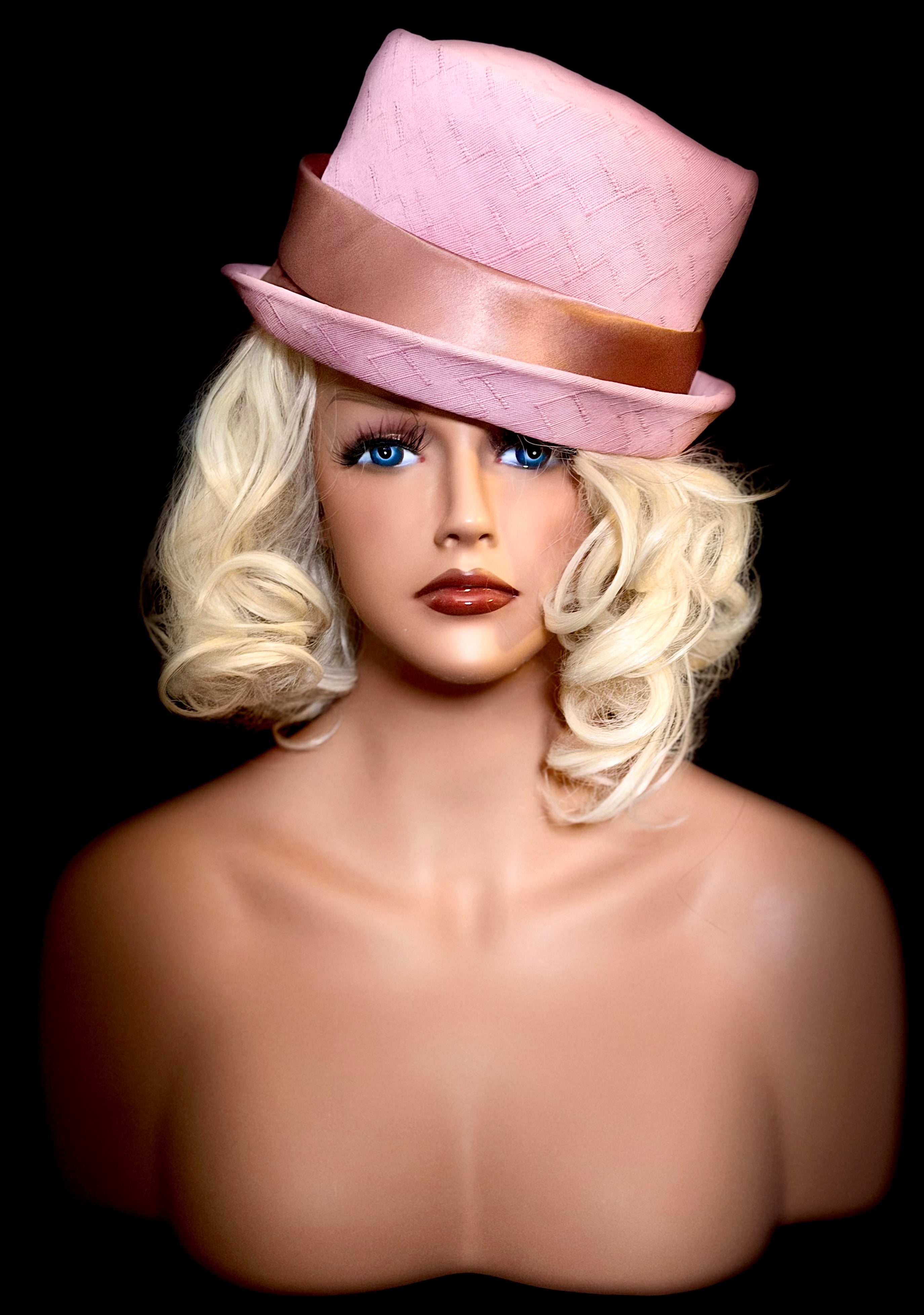 Vintage Sculptural Pink Textured Hat with Satin Band - Mid Century Style Statement