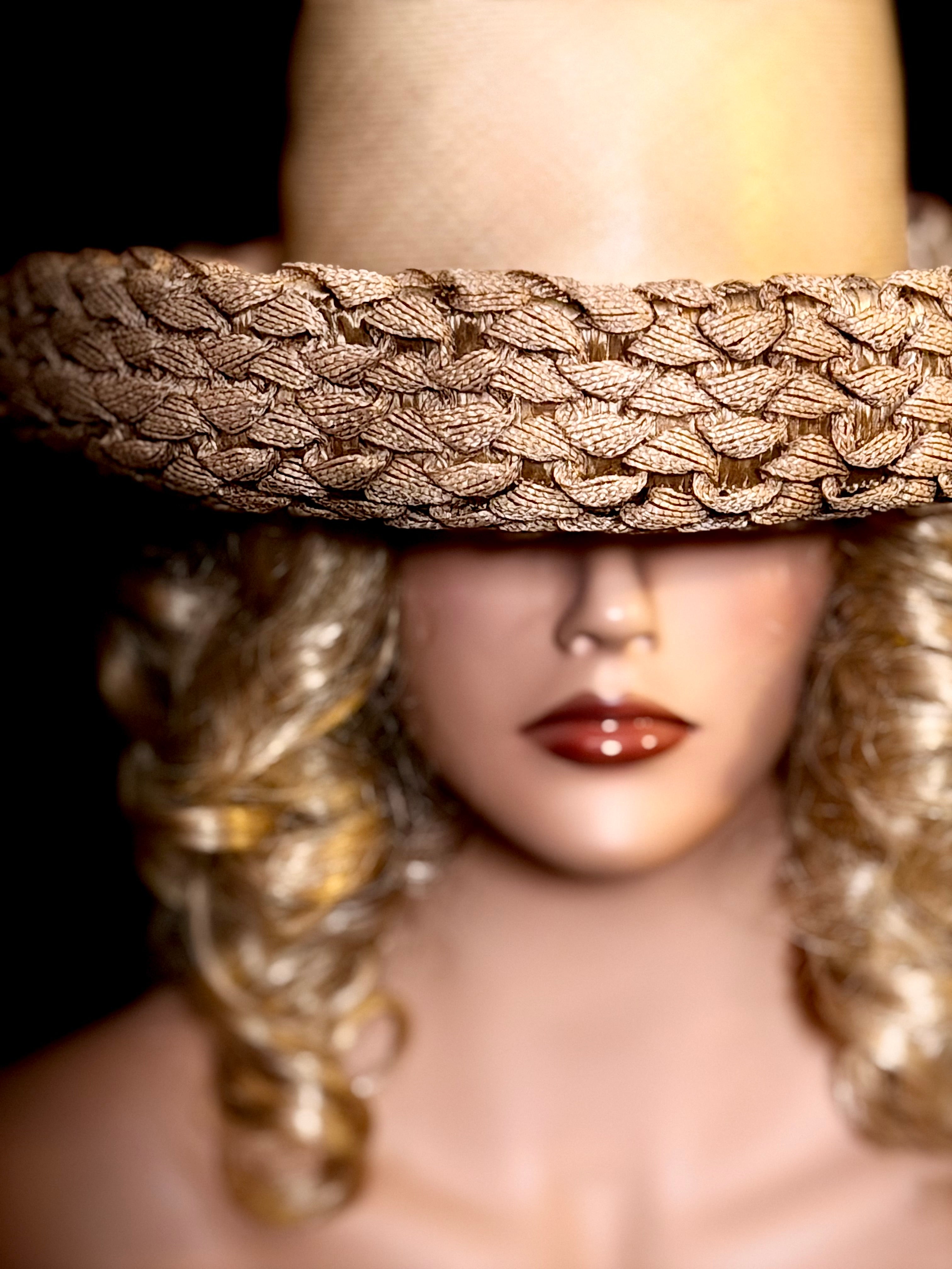 Mid-Century Straw Hat by MK Milliners Sydney - Sculptural Braided Brim