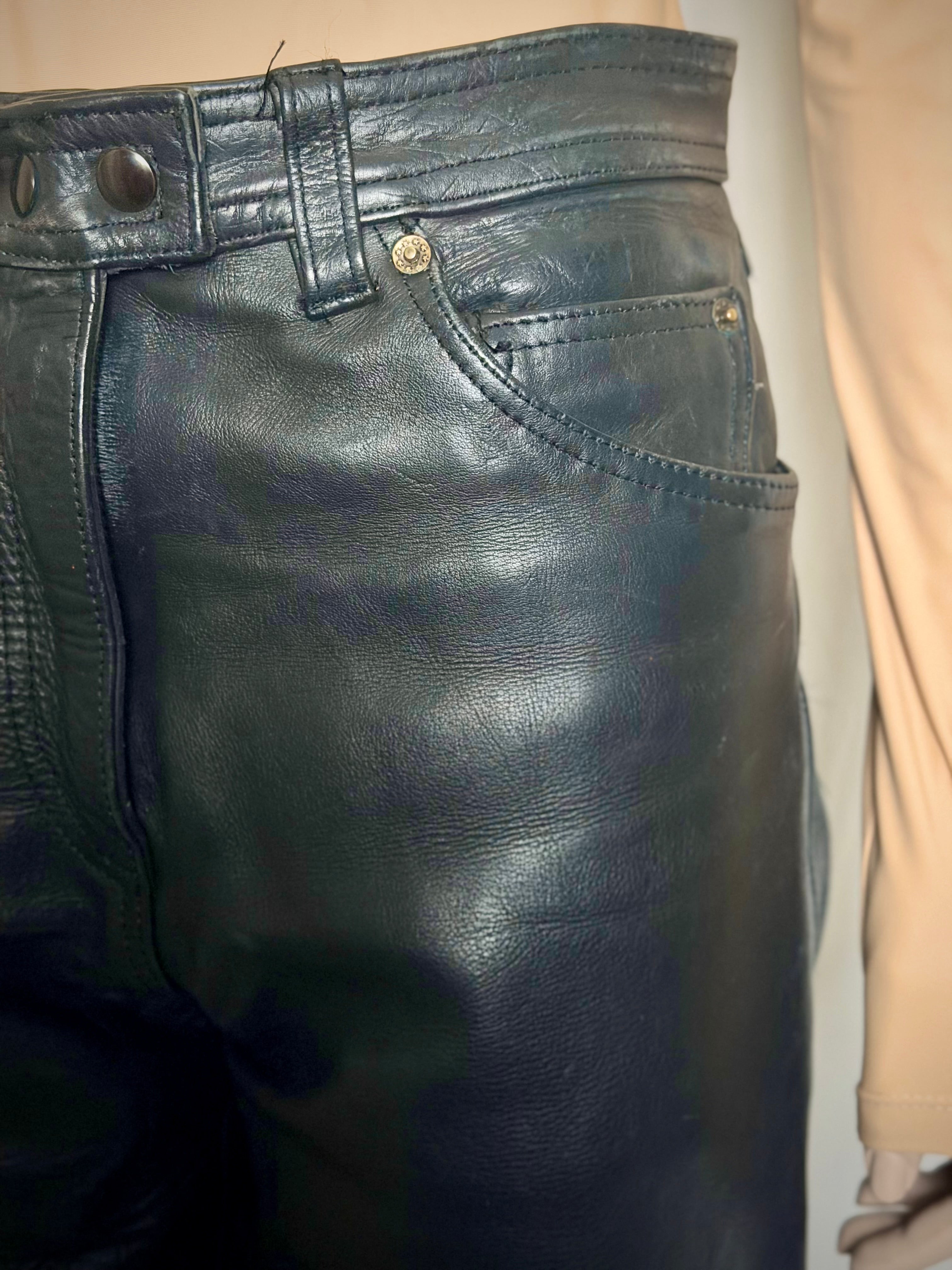 Heavyweight Vintage Leather Pants with Hide Variation - Rare