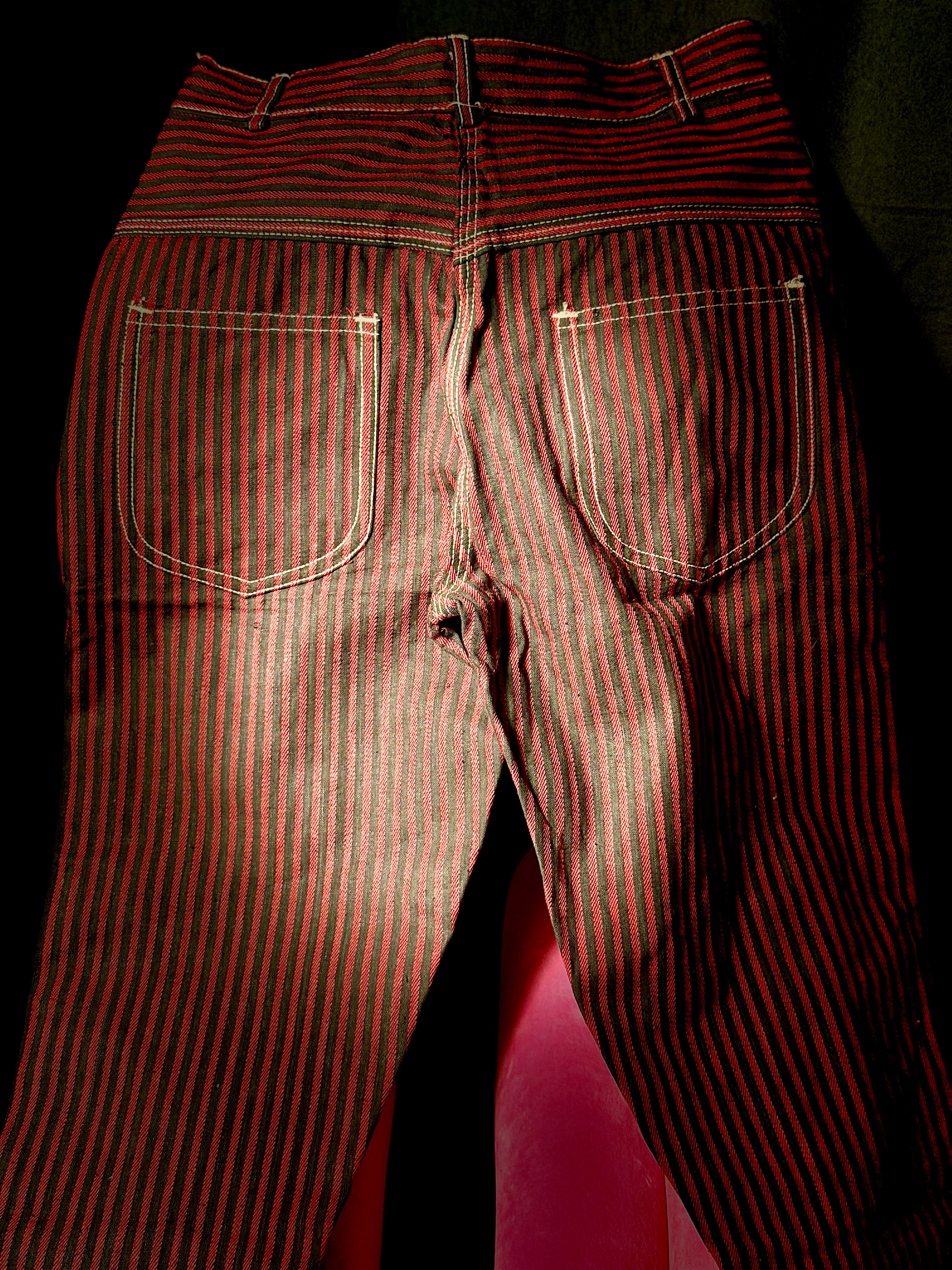 Deadstock 1960s Red and Black Striped Slim Cut Pants  | Utility Trousers – XS