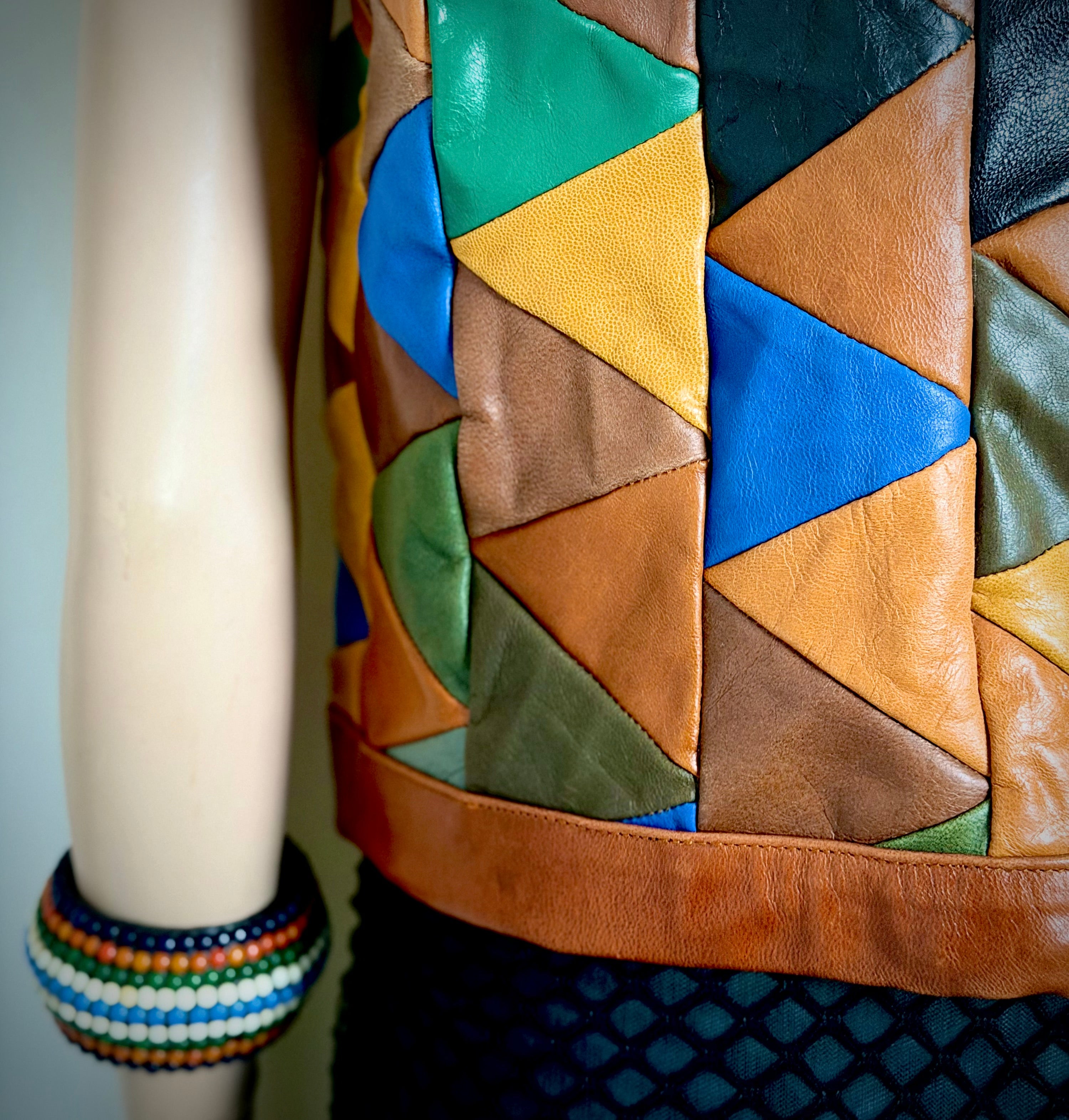 1990s Handcrafted Leather Patchwork Vest
