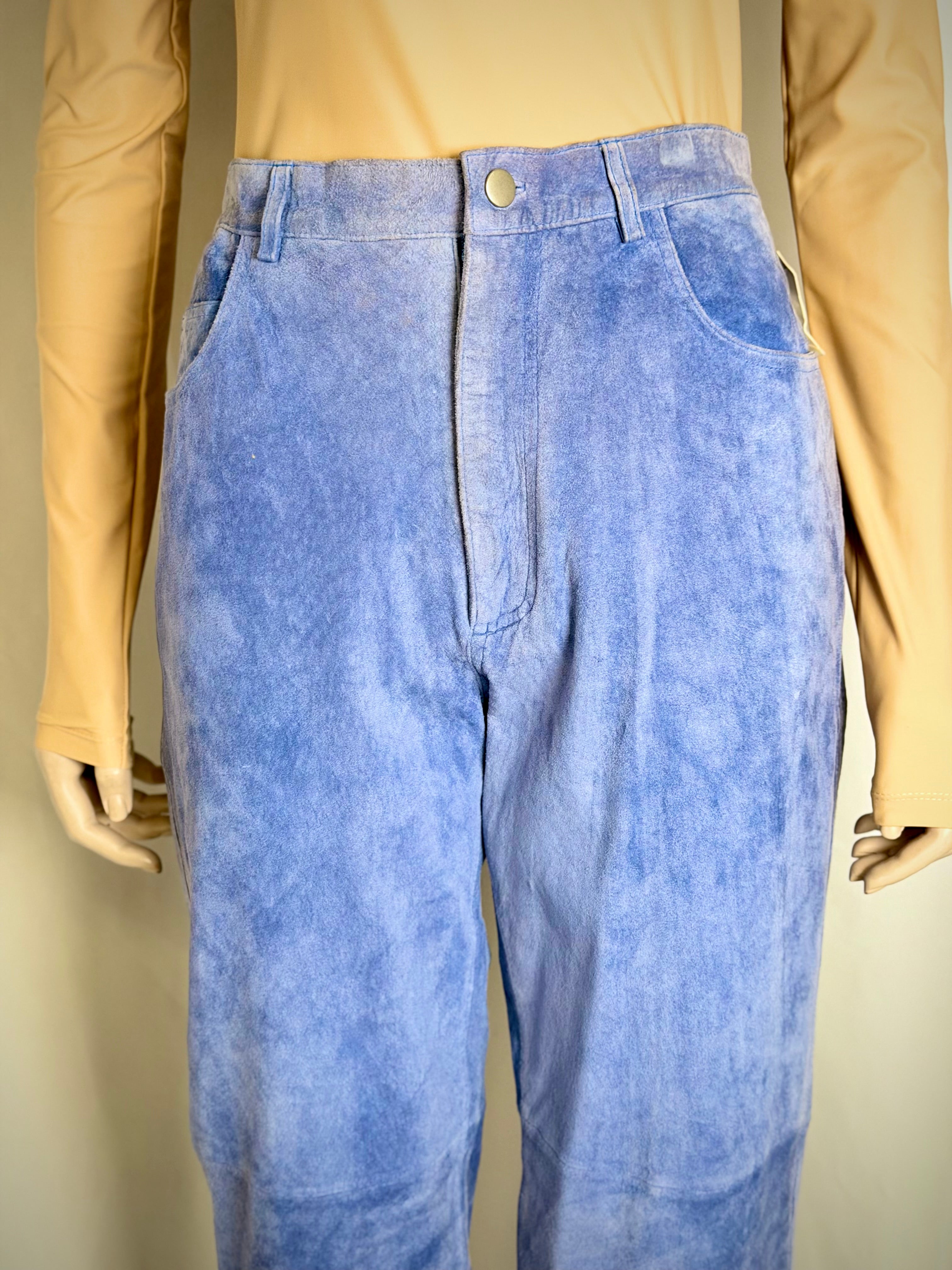 Early 90s Deadstock Powder-Blue Genuine Suede Jeans