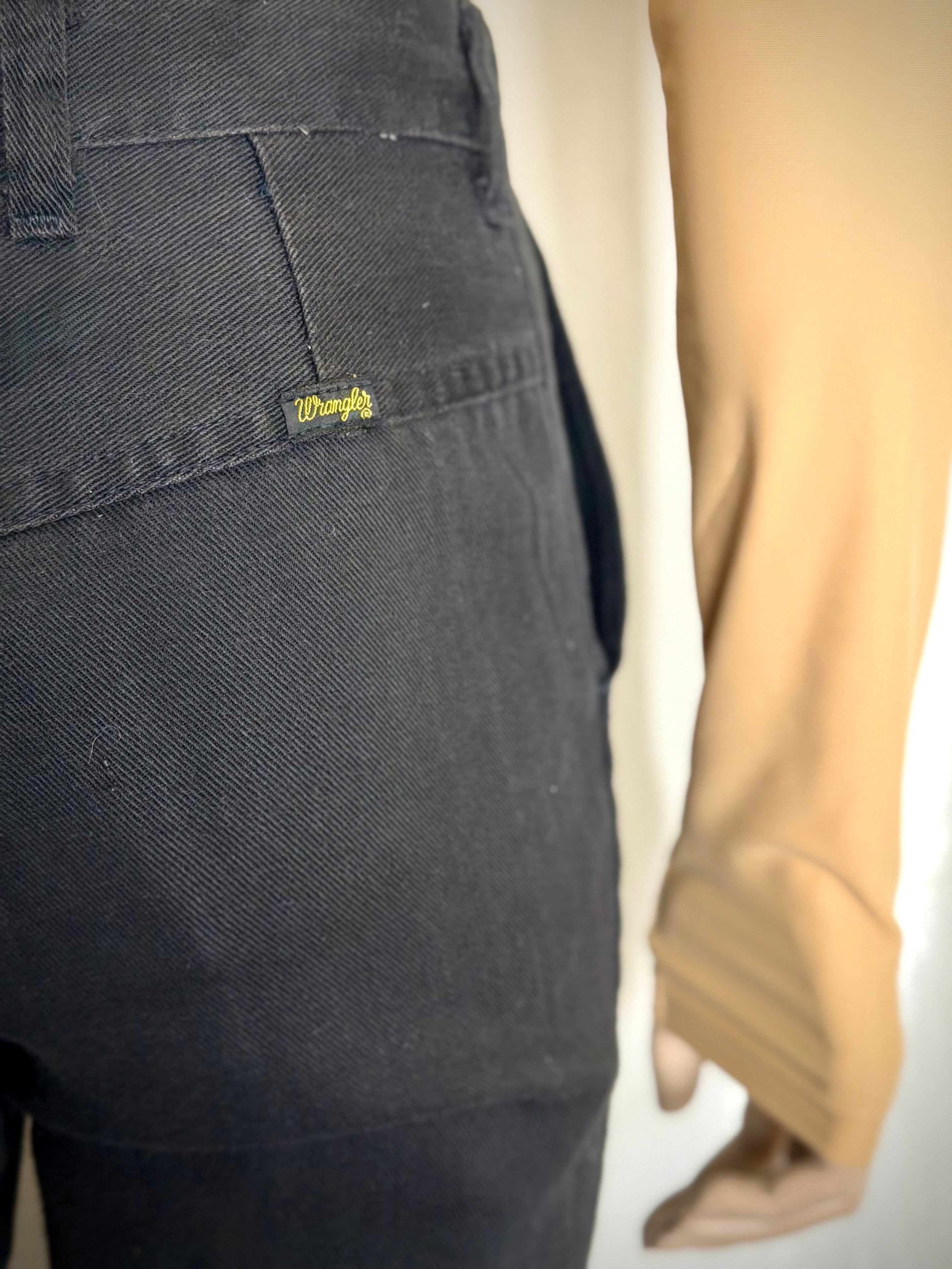 1970s Wrangler Cropped Black Flares - High Waist Western Cut