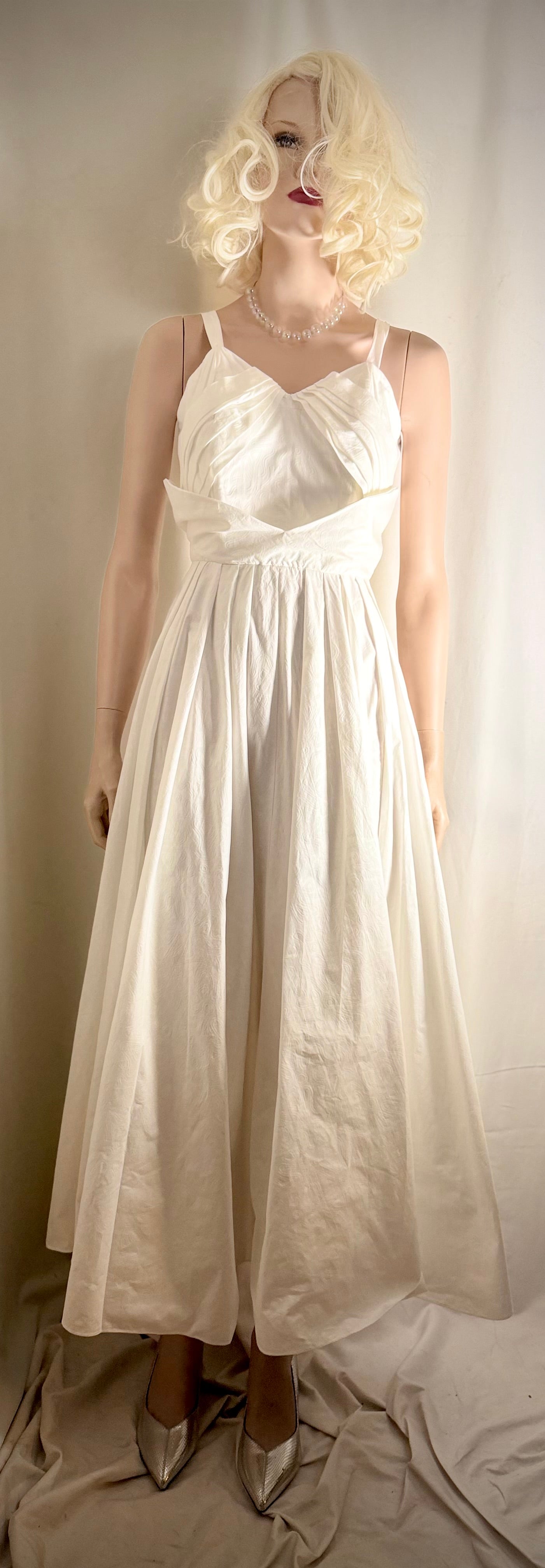 1950s Bengston Modell Sculptural Floral Jacquard Cotton Dress