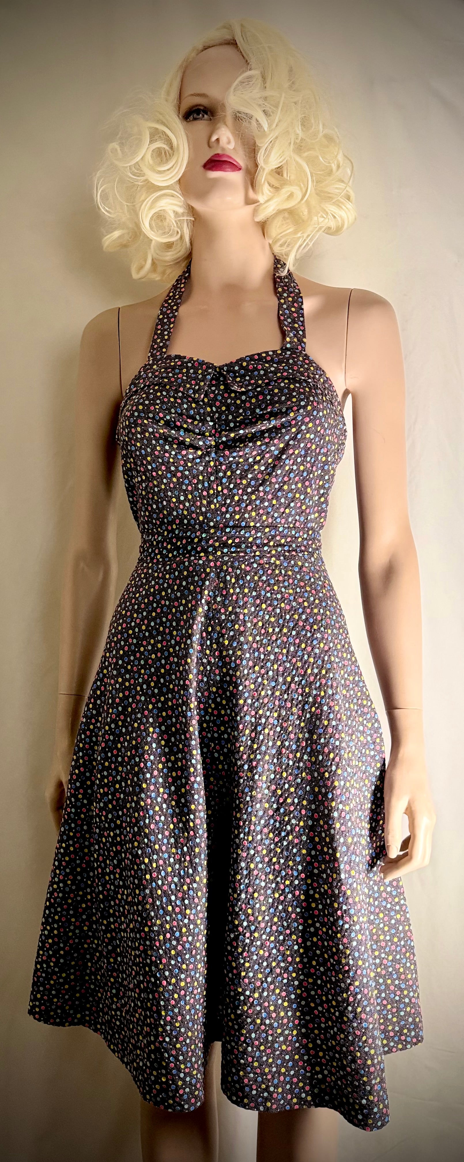 1970s San Francisco Polka Dot Halter Dress