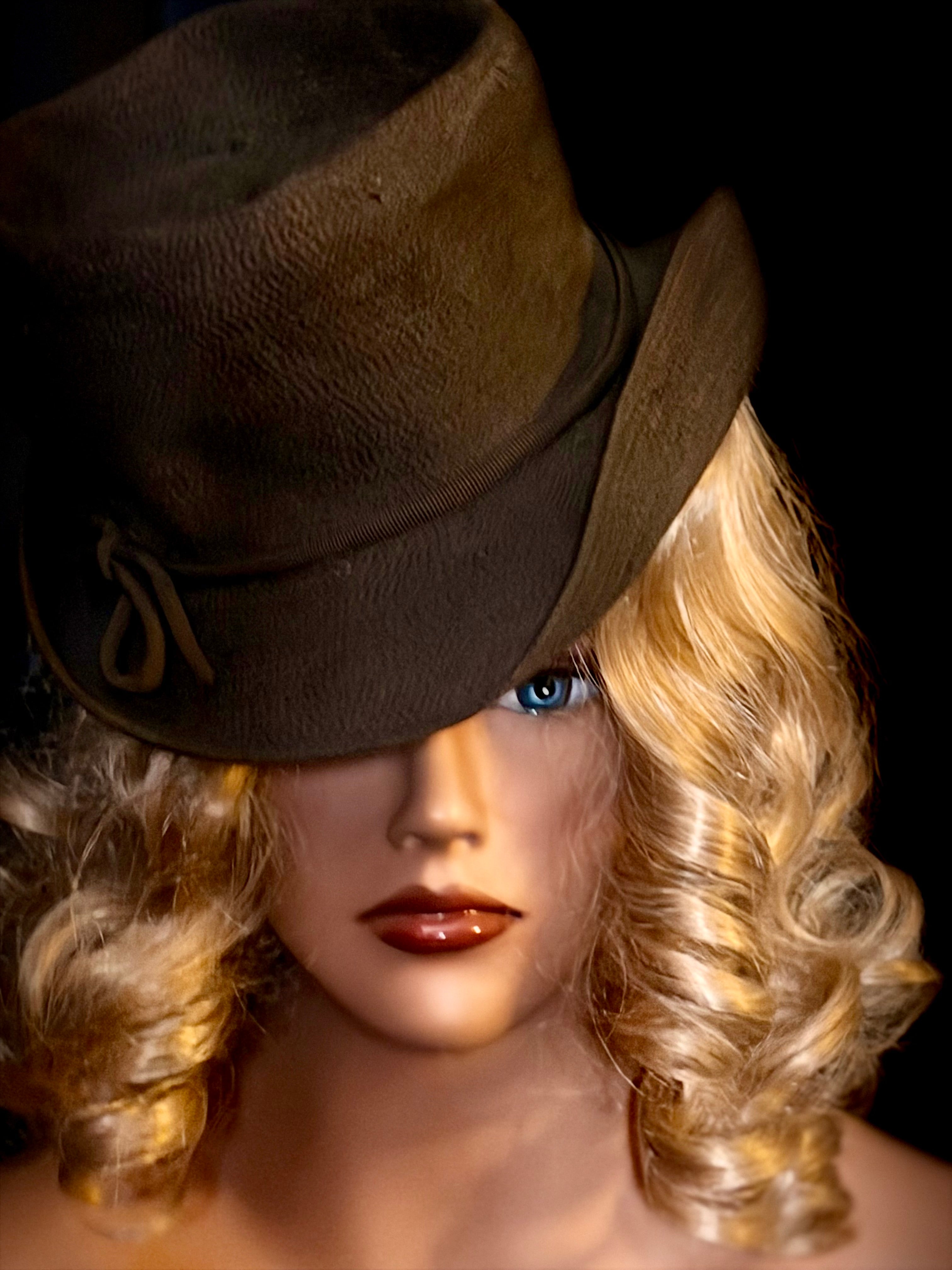 1940s Brown Tilt Topper Hat
- Wartime Millinery