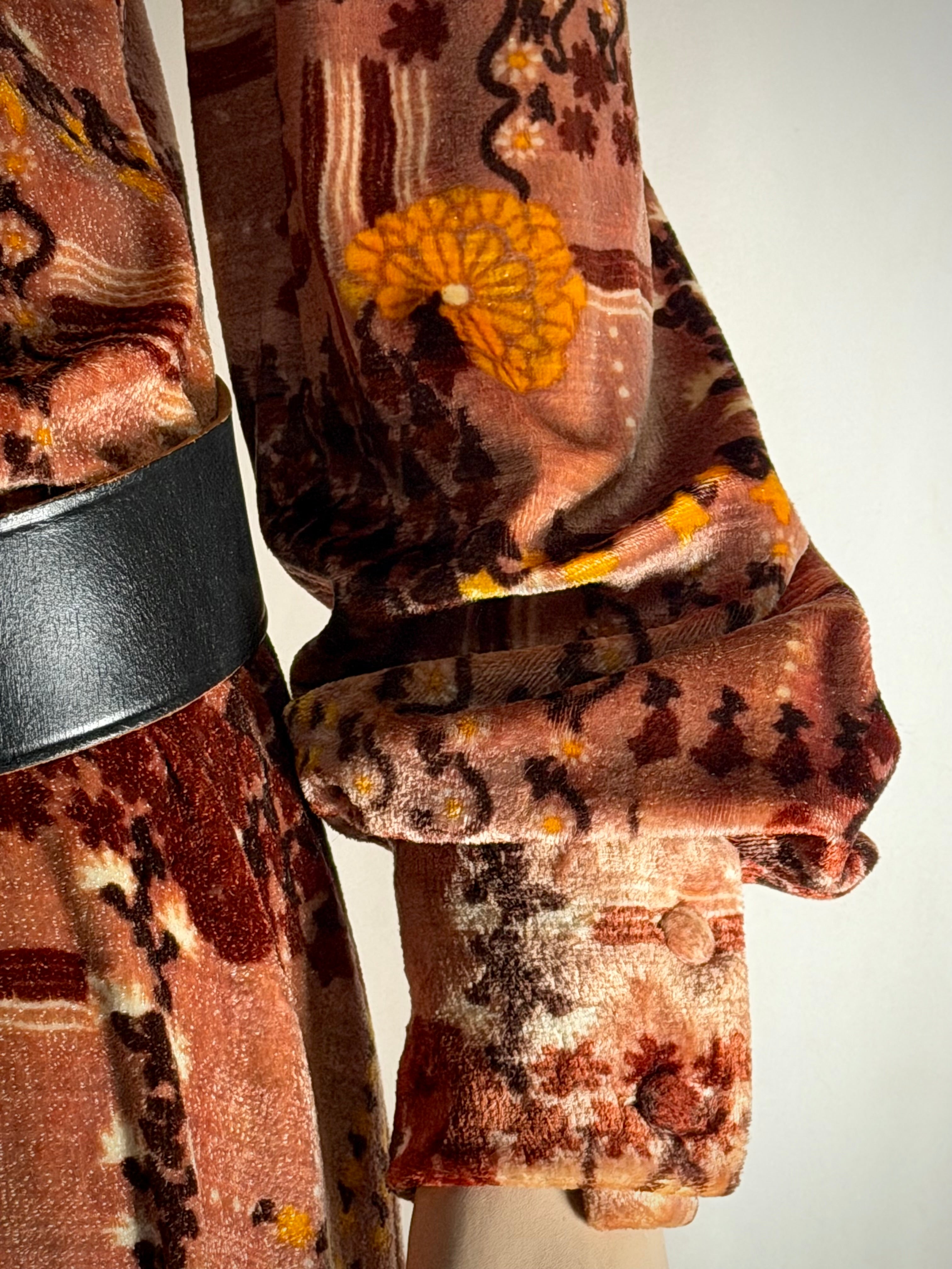 1970s Velvet Maxi Dress | Rich Patchwork Print | Heavy Luxe Fabric