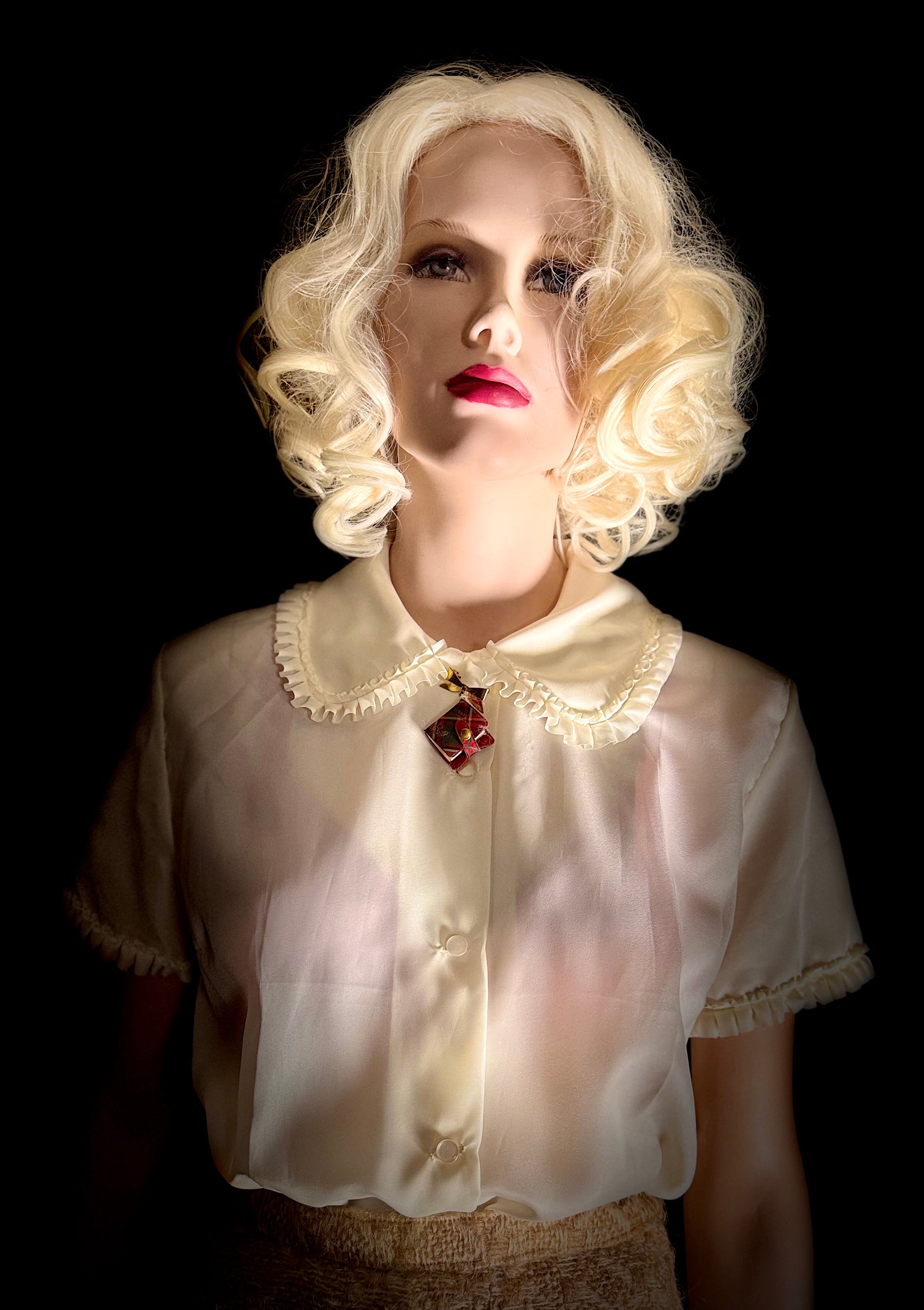 1960s Sheer Ivory Ruffled Blouse