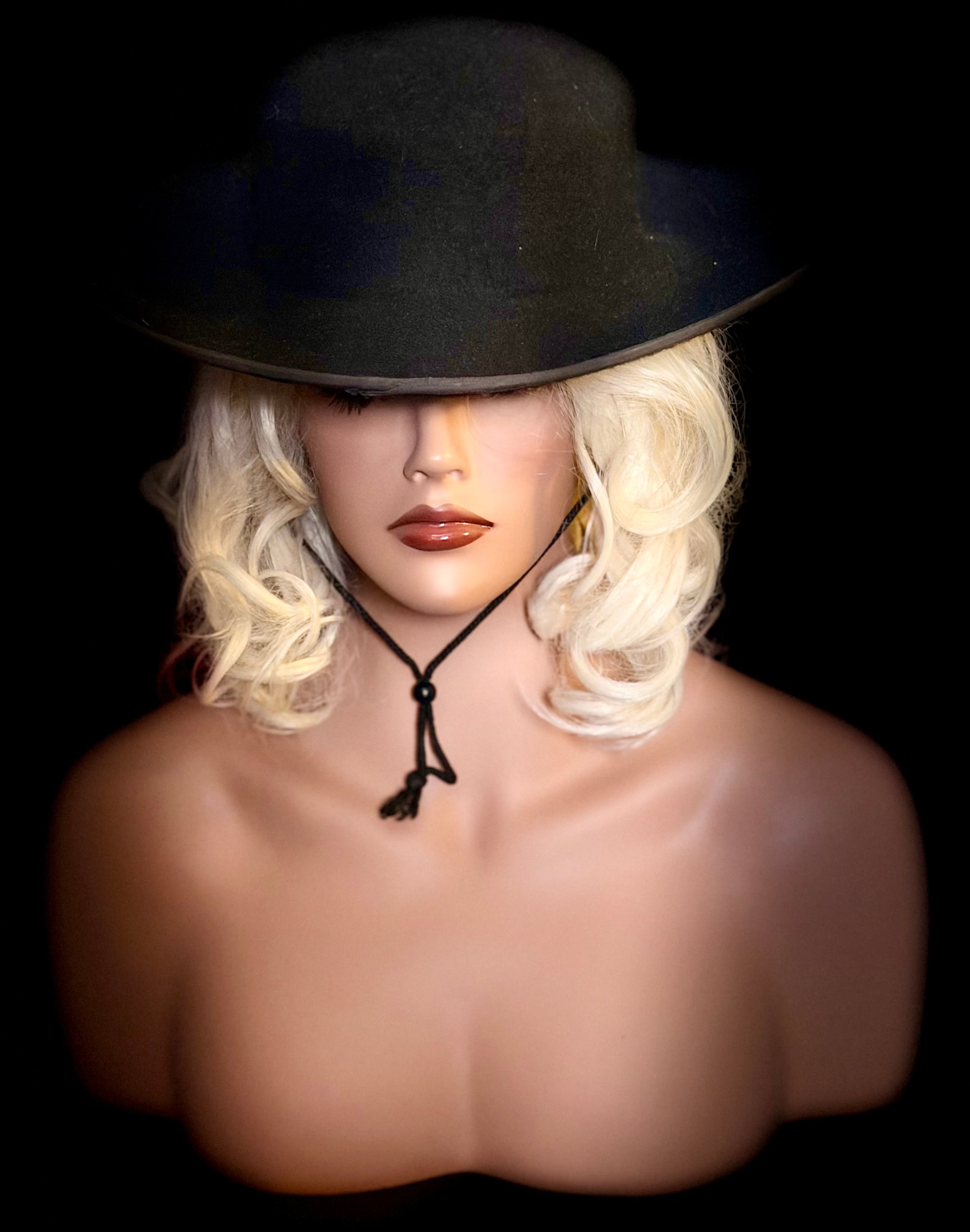 Black Wool Felt Wide-Brim Hat (1960s)