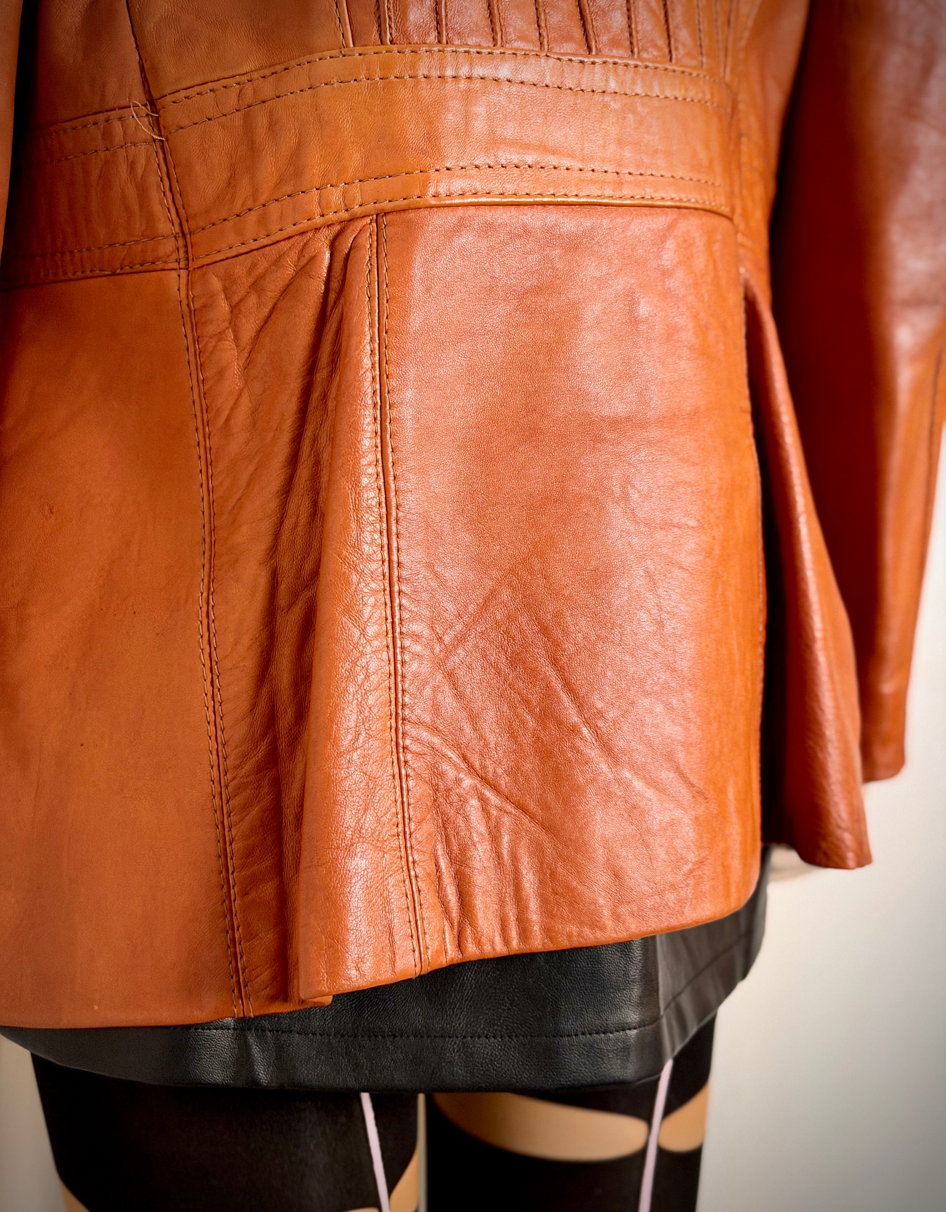Late 1960s-Early 1970s Cognac Leather Jacket by John Palermo