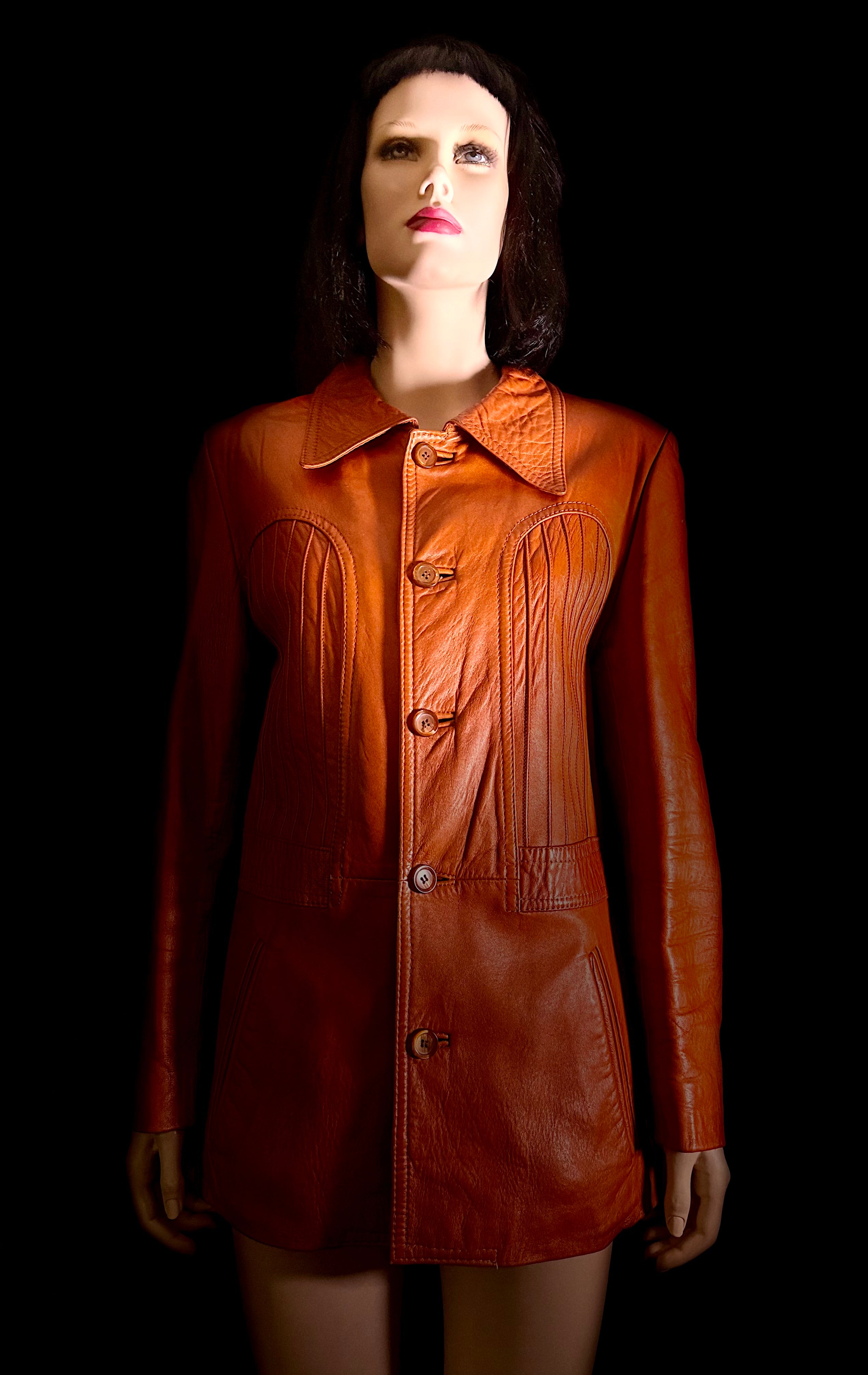 Late 1960s-Early 1970s Cognac Leather Jacket by John Palermo