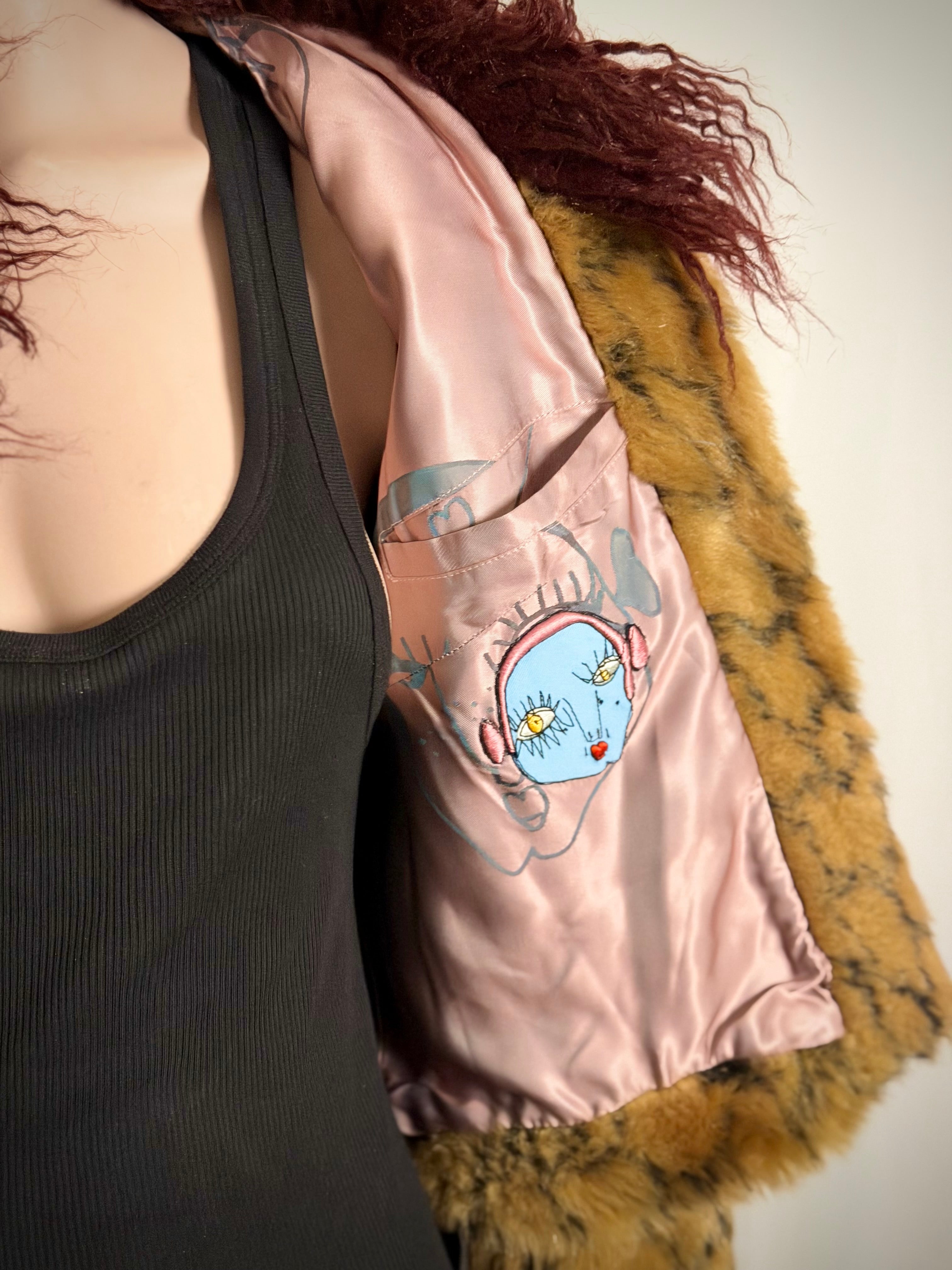 Shrimps Faux Fur Cropped Jacket With Mongolian Trim