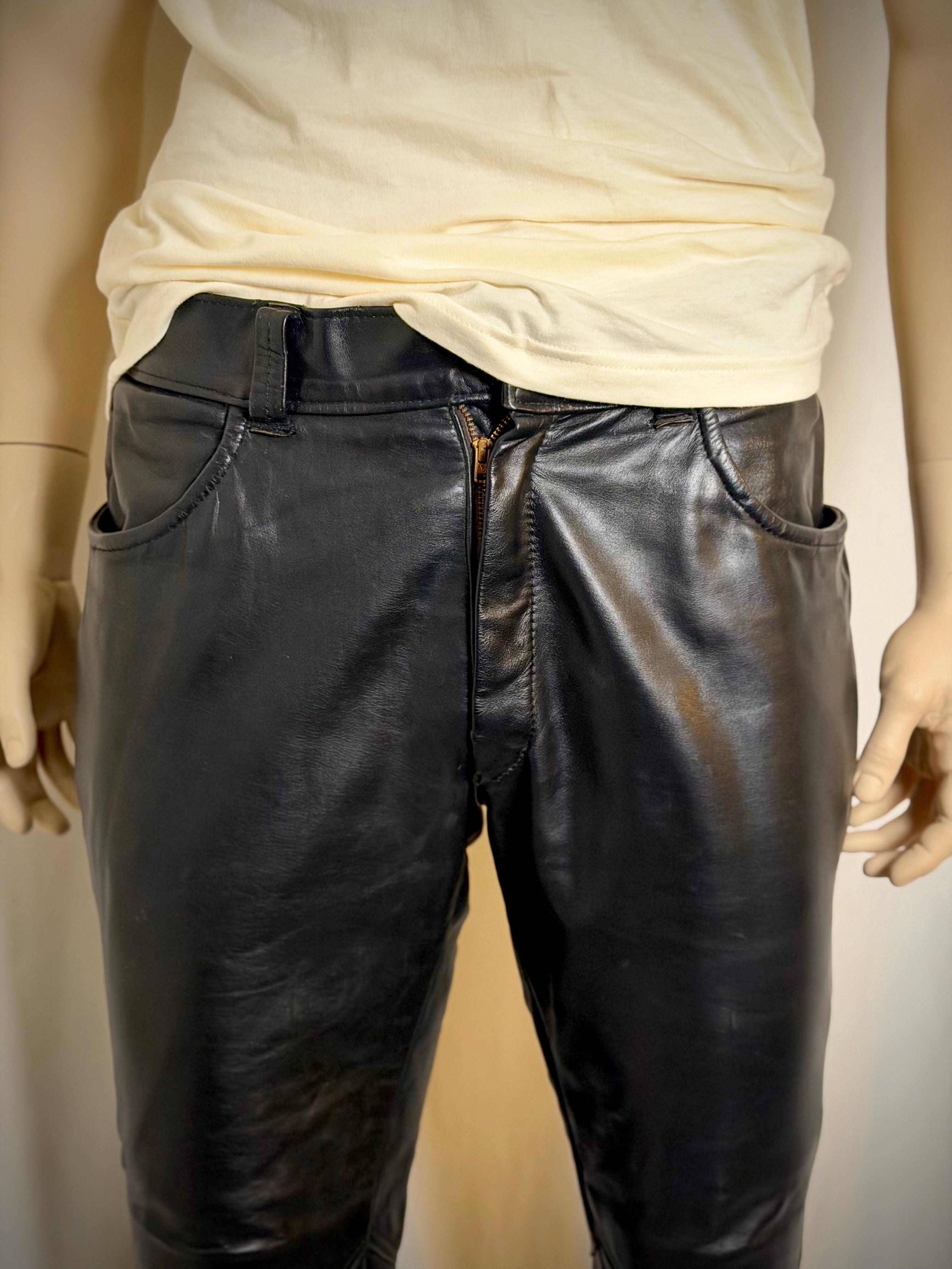 Heavyweight Vintage Leather Pants with Elasticated Ankle