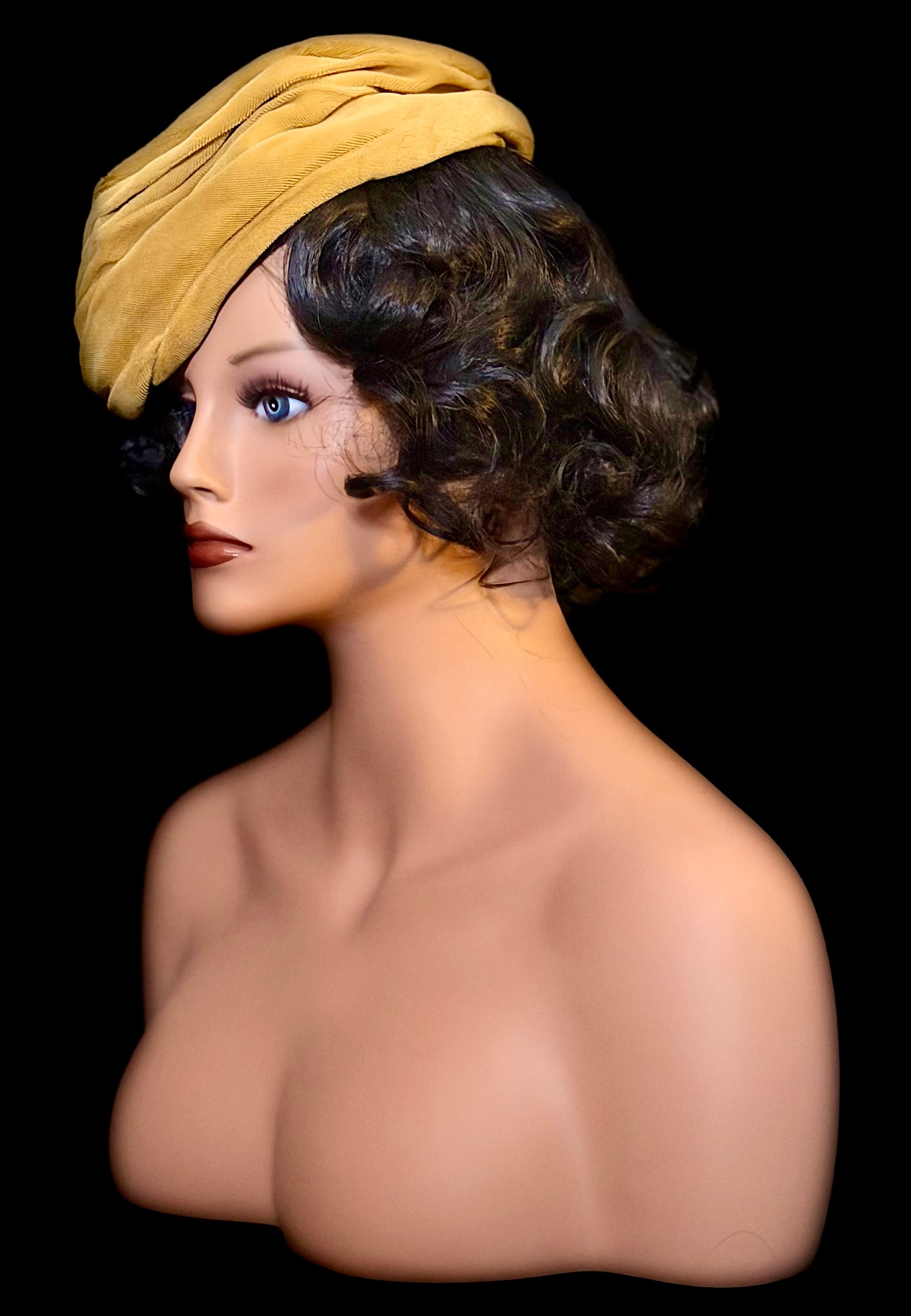 Vintage Draped Mustard Hat