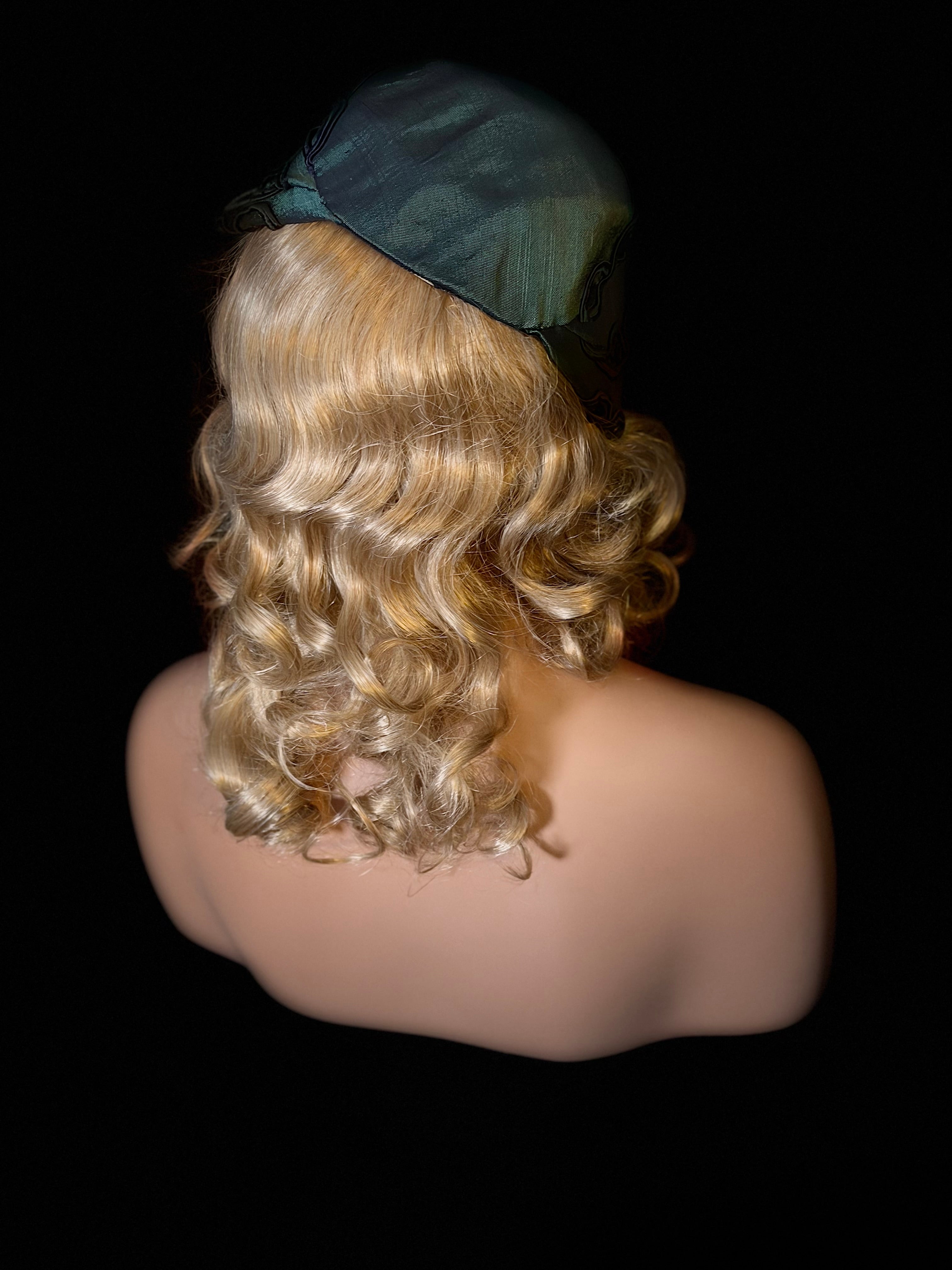 1940s Sculptural Millinery Hat - Handcrafted Deep Green Statement Piece