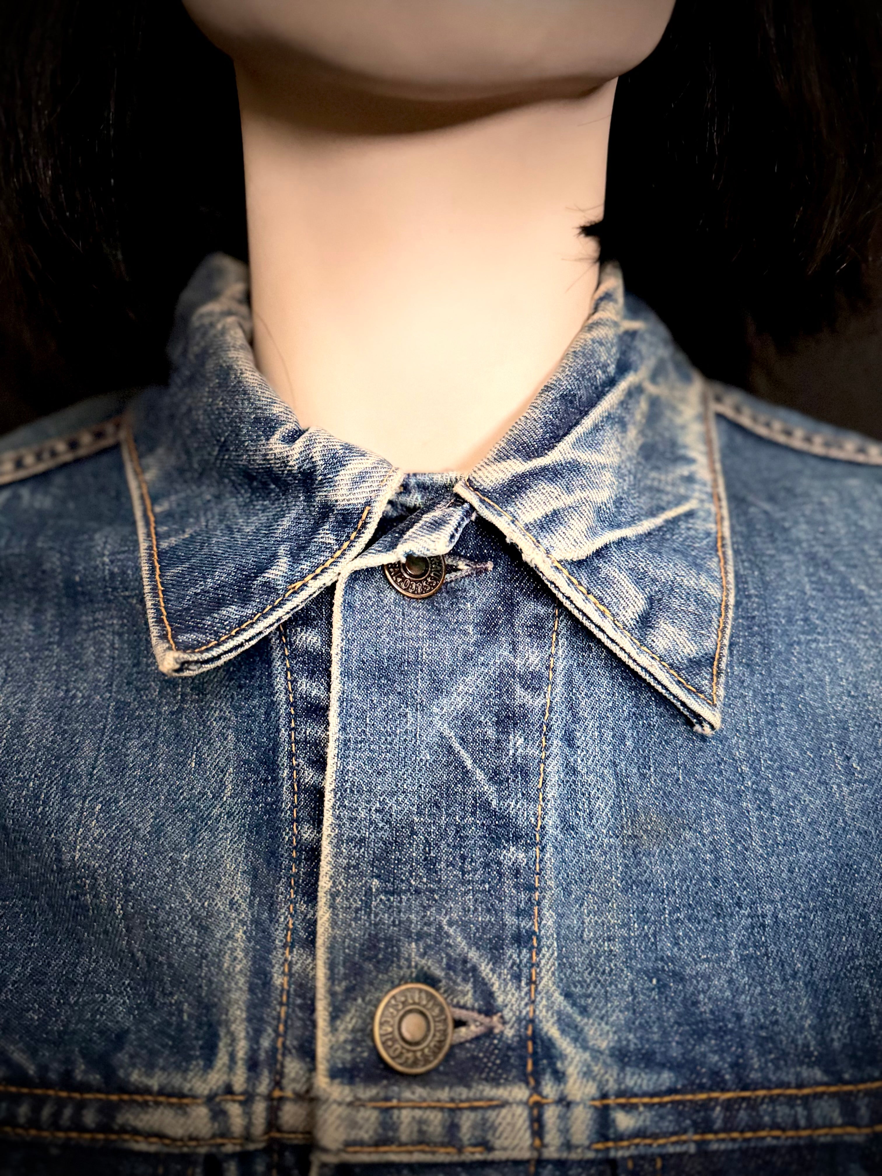 1960s Levi’s Big E Denim Trucker Jacket - Hand Painted Devil Artwork by New York Artist