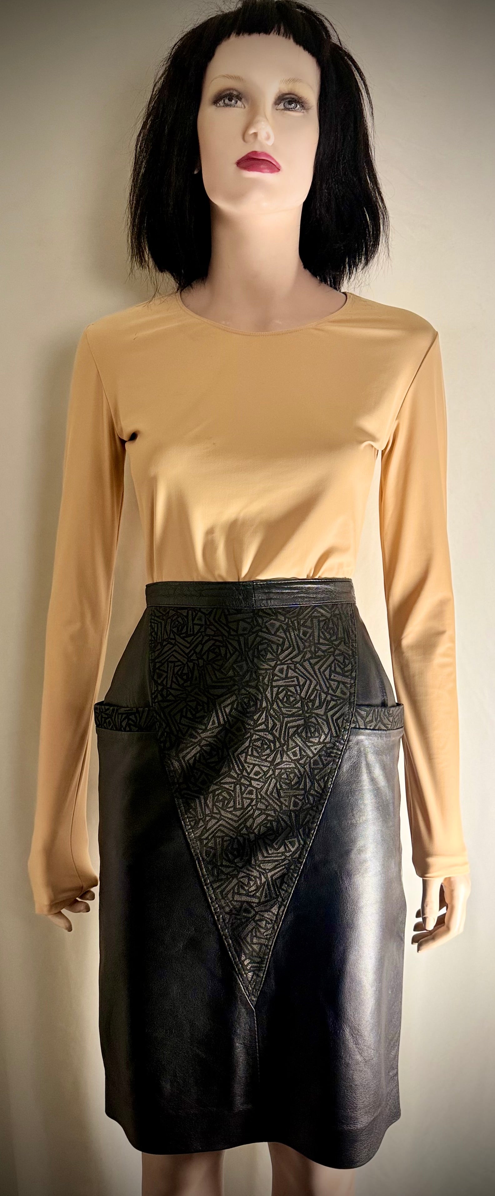 1980s Leather Cut-Out Skirt