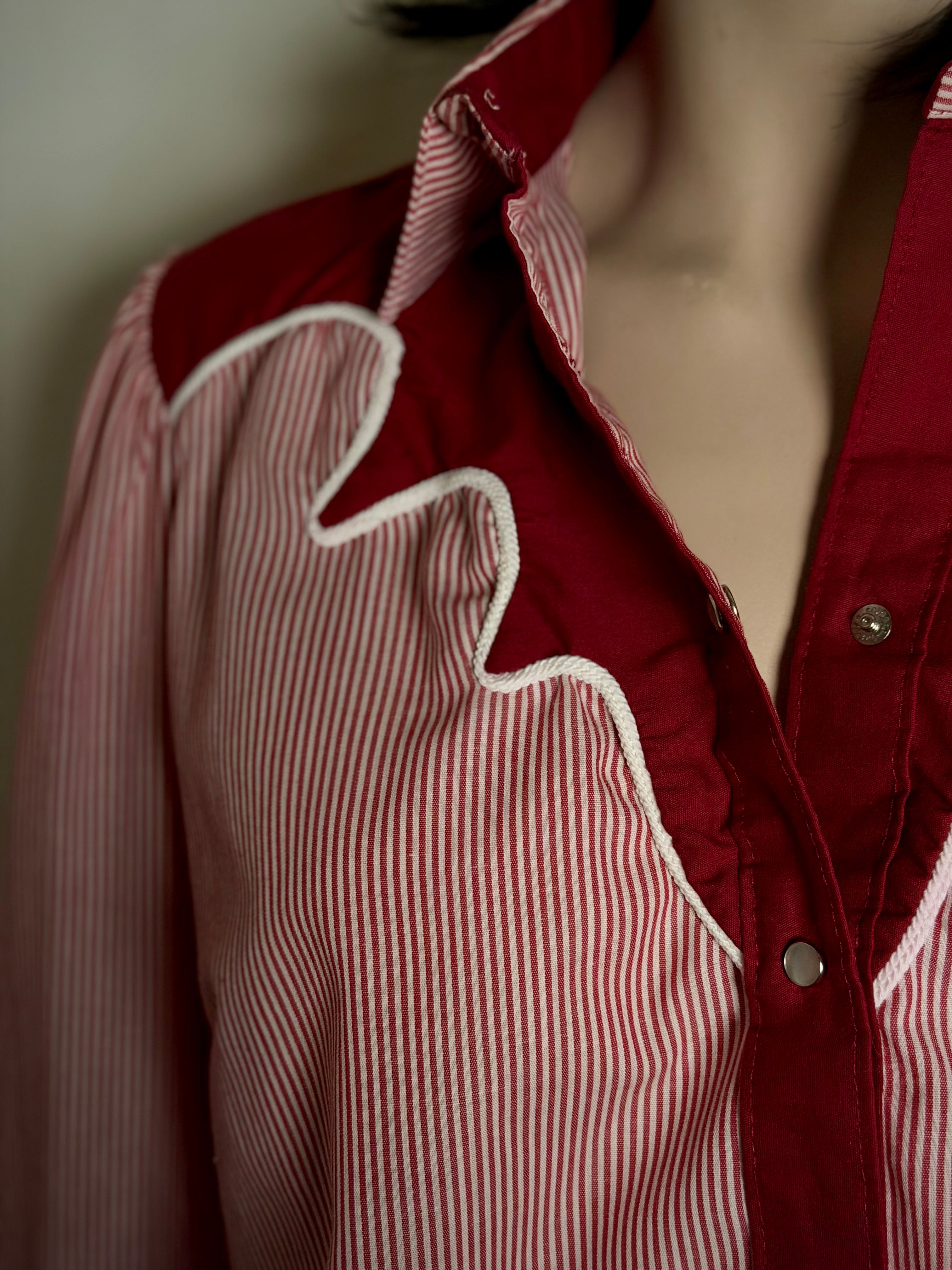 1970's-1980's Deadstock Candy Stripe Rockmount
Ranch Wear Shirt- Made in USA.