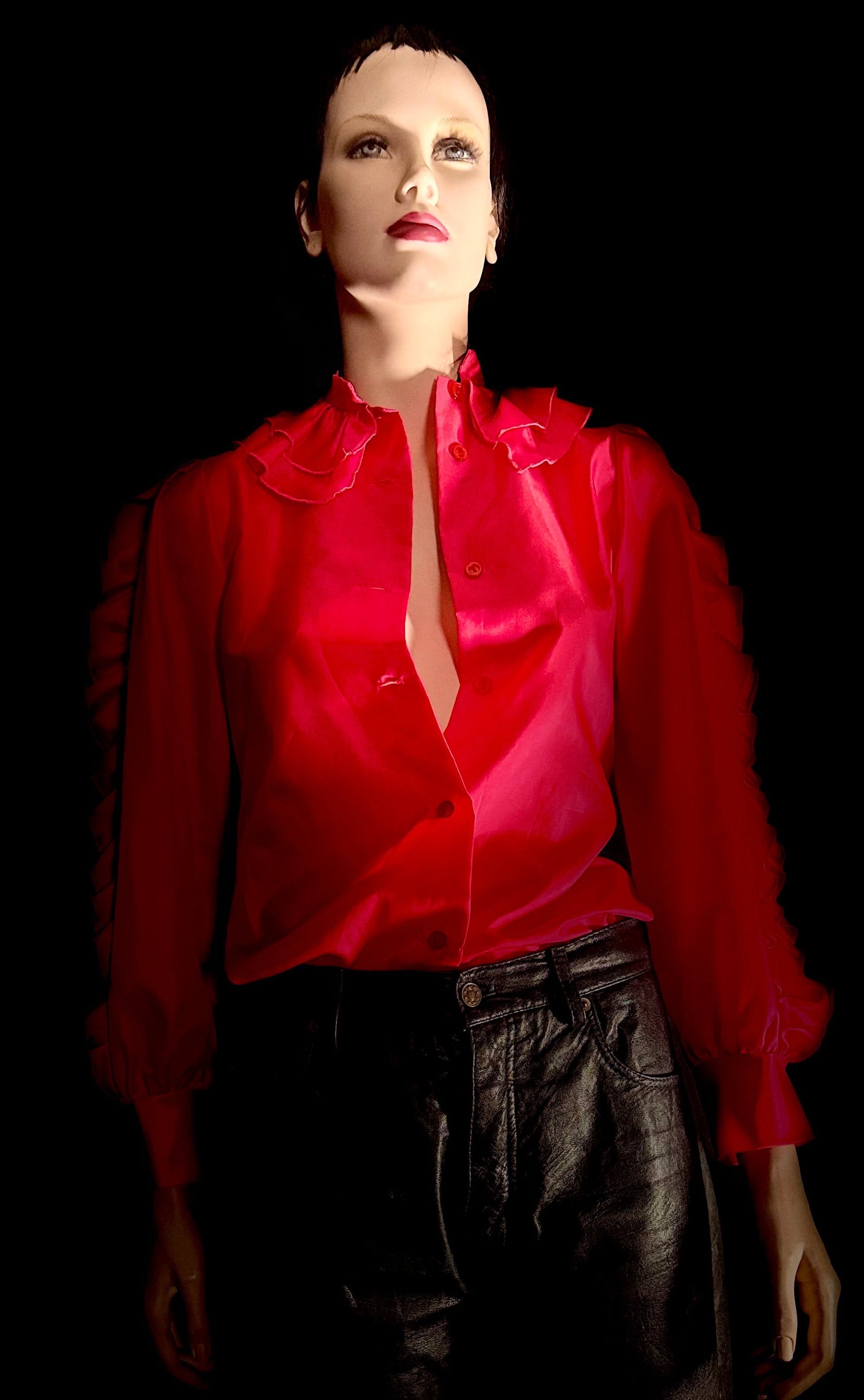 Hot Pink Ruffle Statement Blouse | 80s-90s