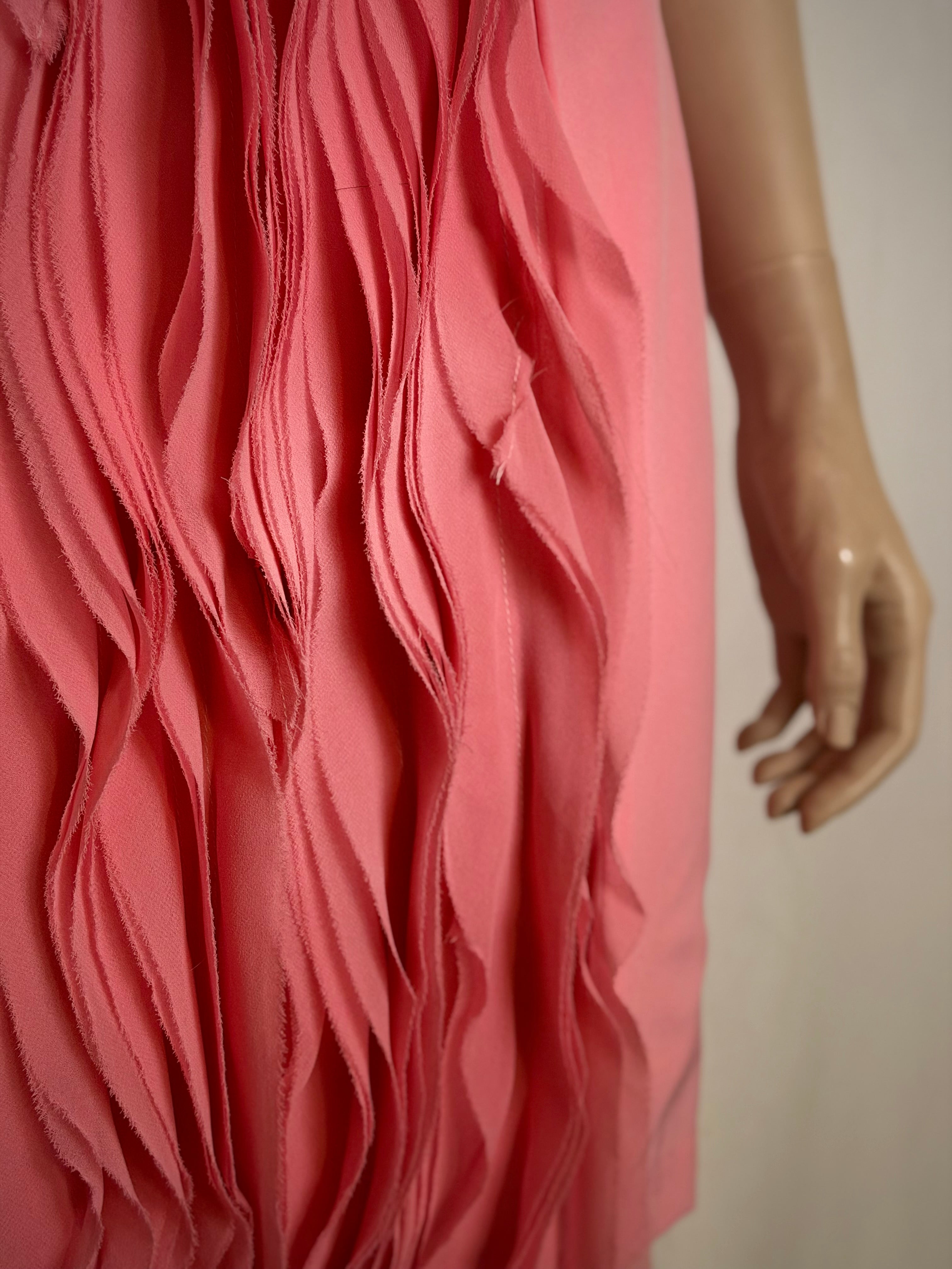 Late 80s / Early 90s Textured Pink Sleeveless Dress - Sculptural Surface Detail