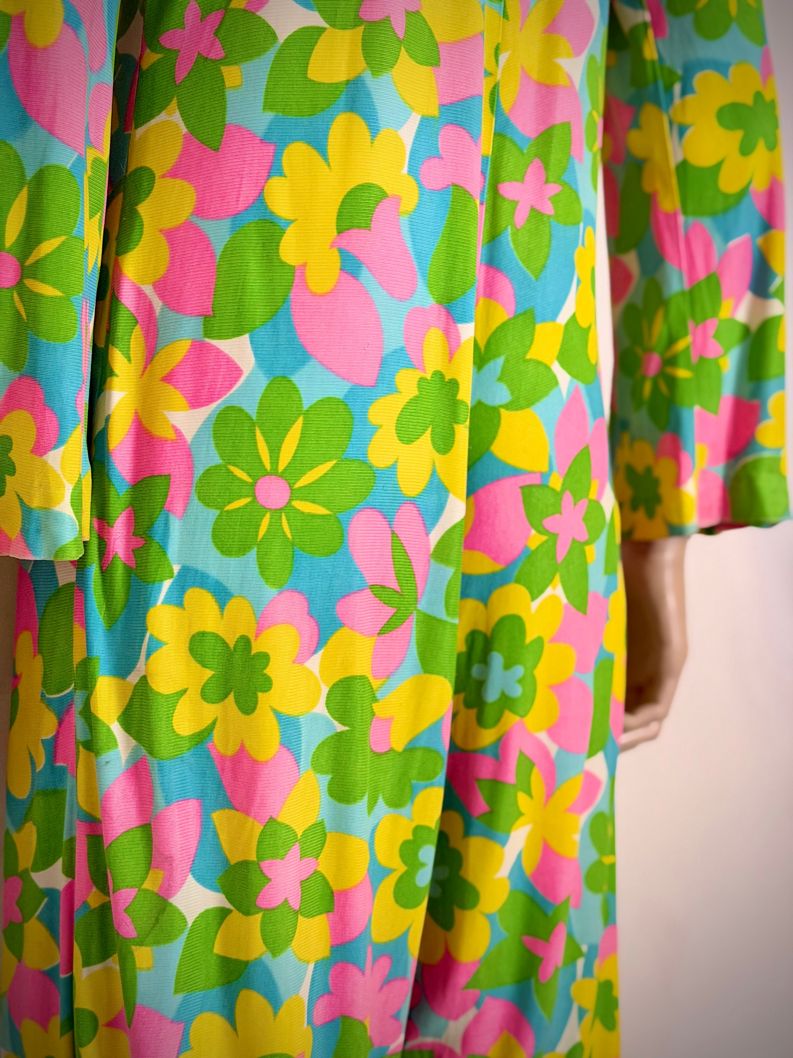 Late 1960s Floral Zip Front Jumpsuit