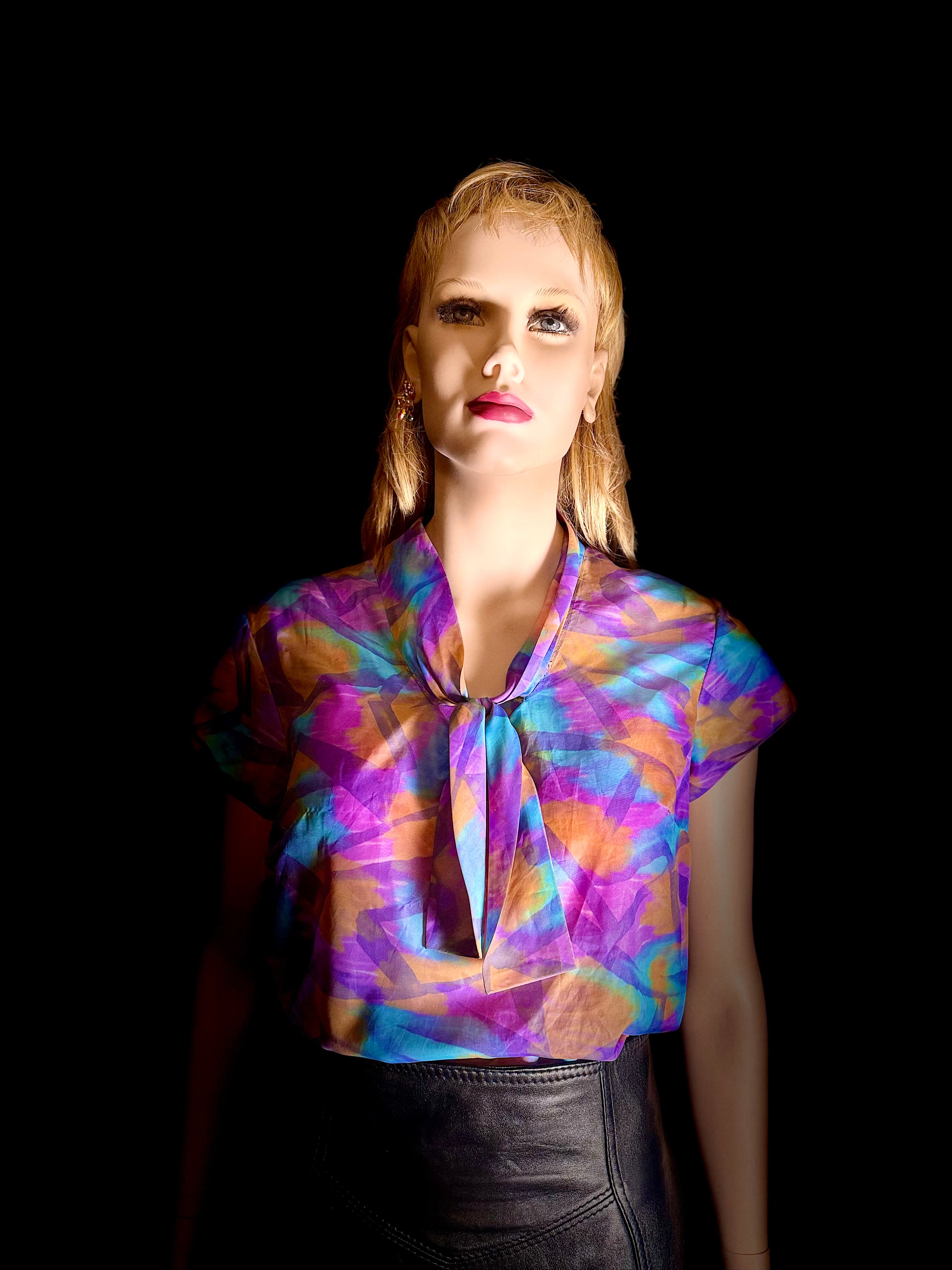 1960s Semi-Sheer Watercolour Blouse (Mint Condition)