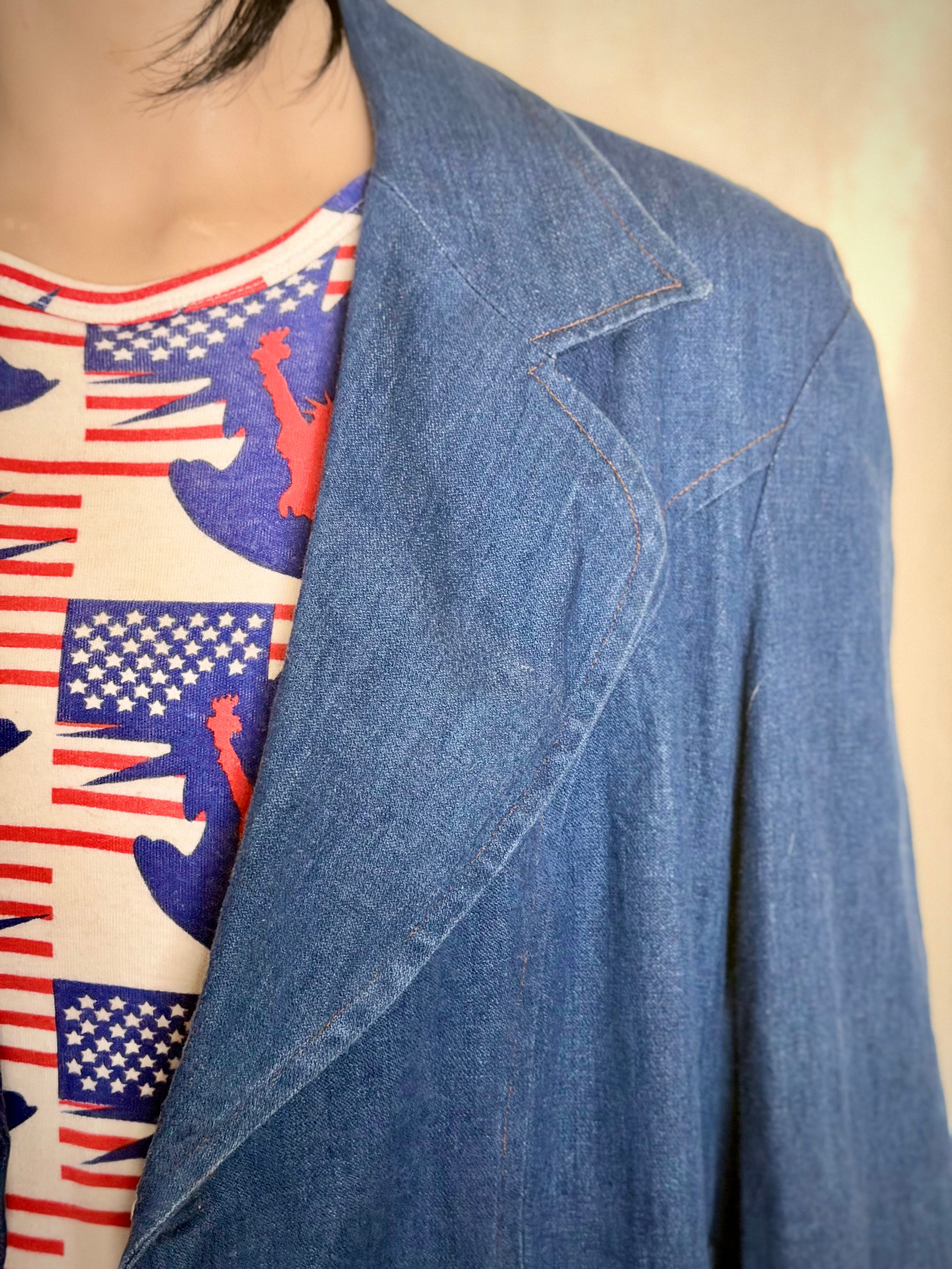 Late 60s French Indigo Utility Jacket – Military Workwear, Long Line