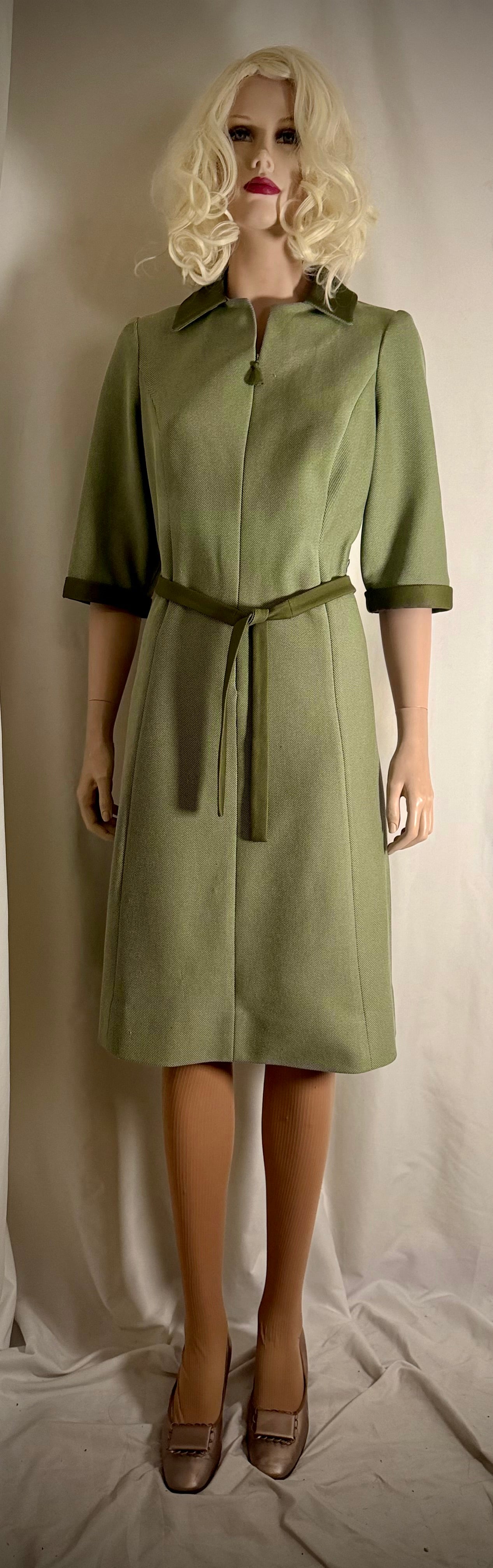 1960s Shift Dress - Olive / Moss Tone
