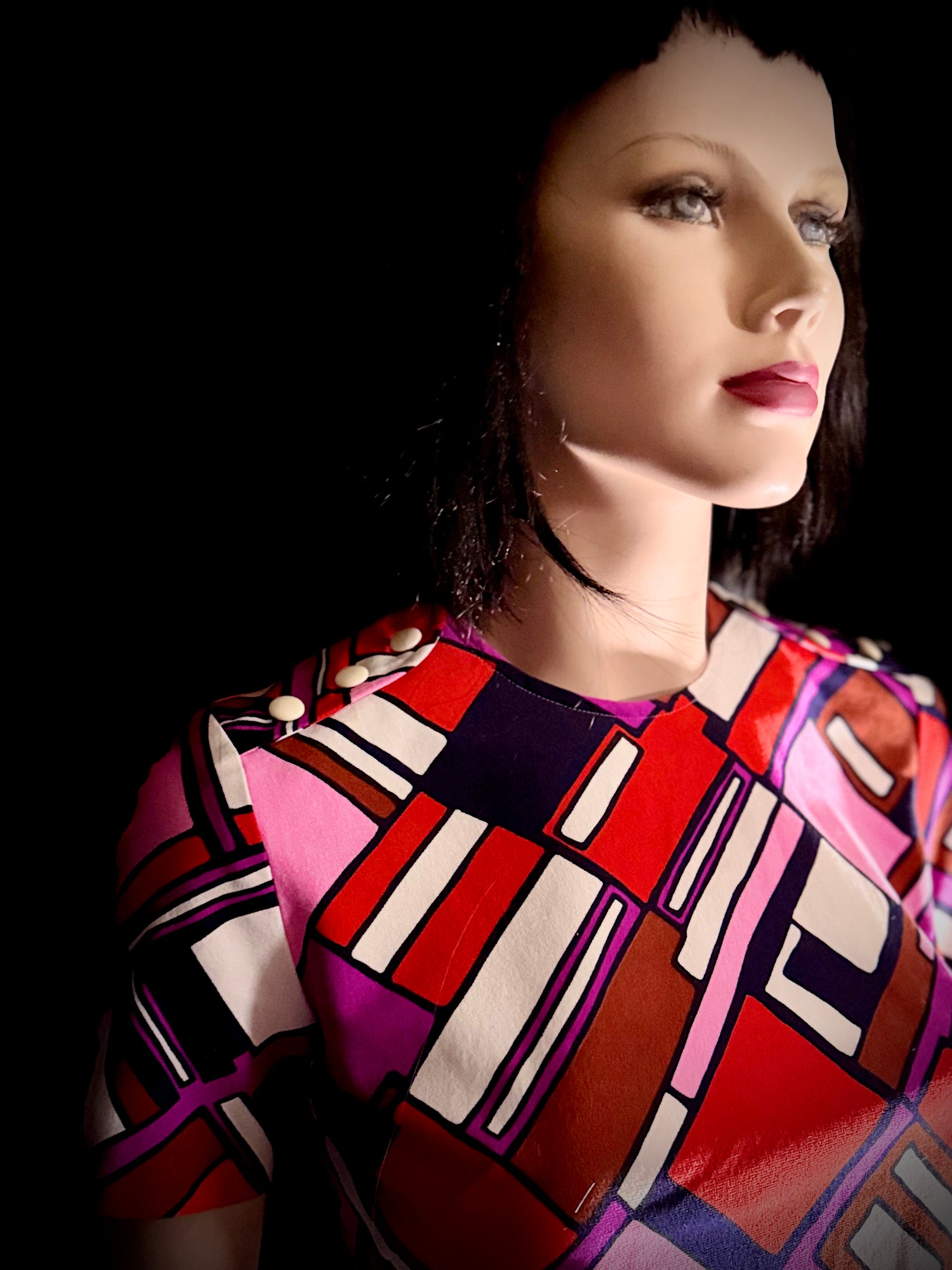 1960s Abstract Print Shift Dress – Mod Graphic Mini