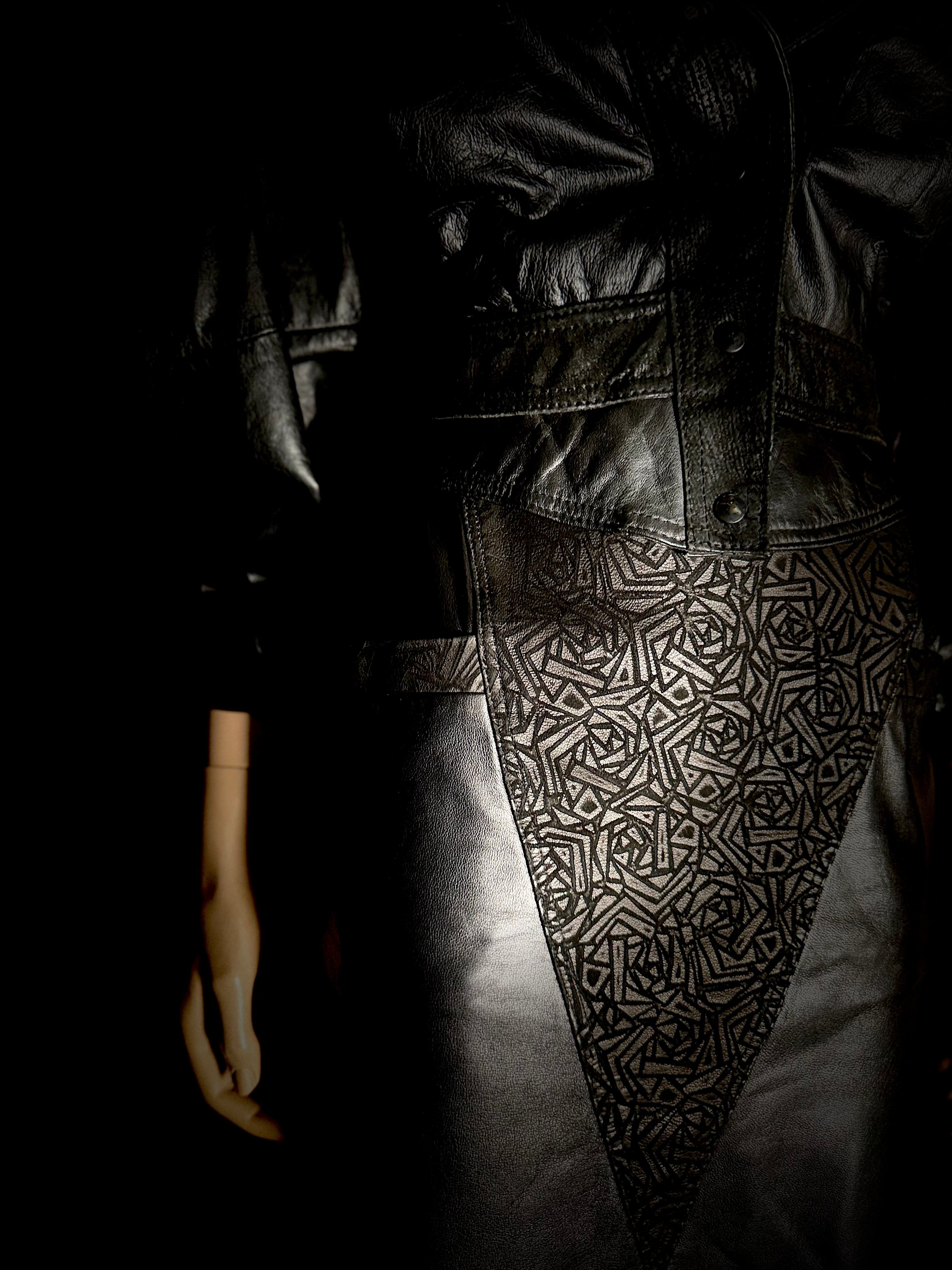 1980s Leather Cut-Out Skirt