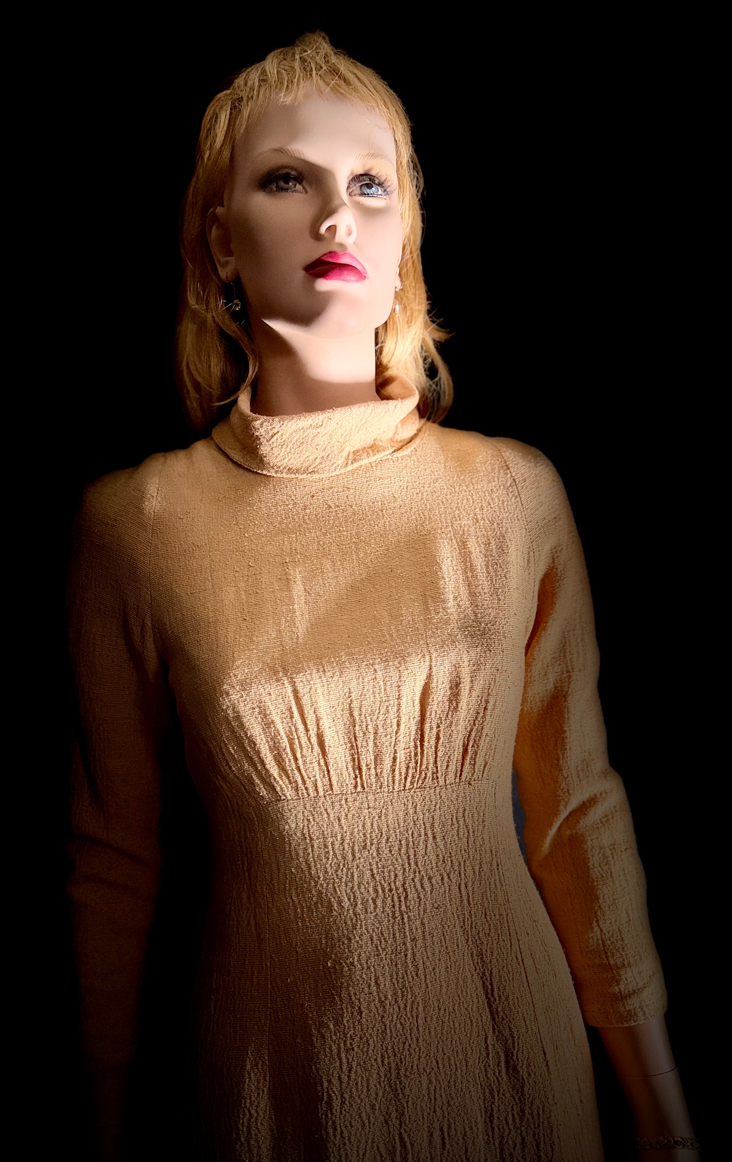 1960s Berlin Raw Silk Midi Dress - Textured Weave