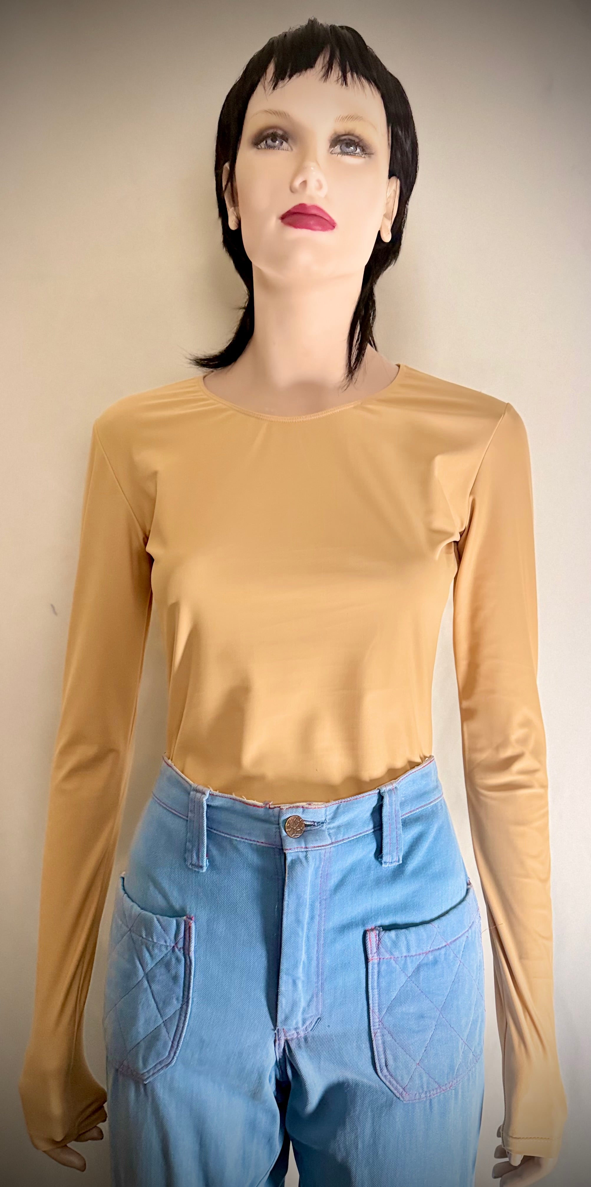Vintage 70s Keyman Quilted Flares - Light Blue Denim