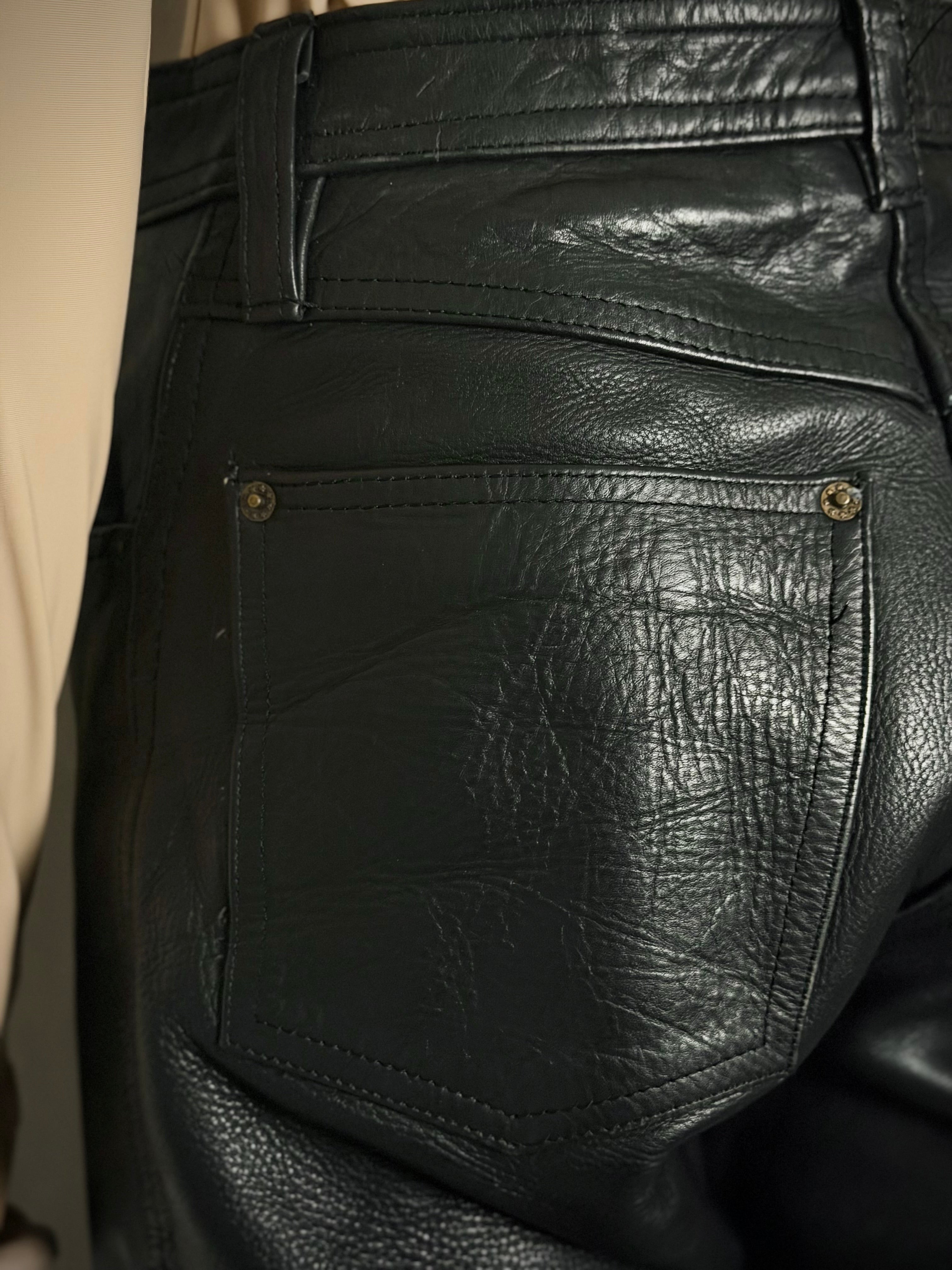 Heavyweight Vintage Leather Pants with Hide Variation - Rare