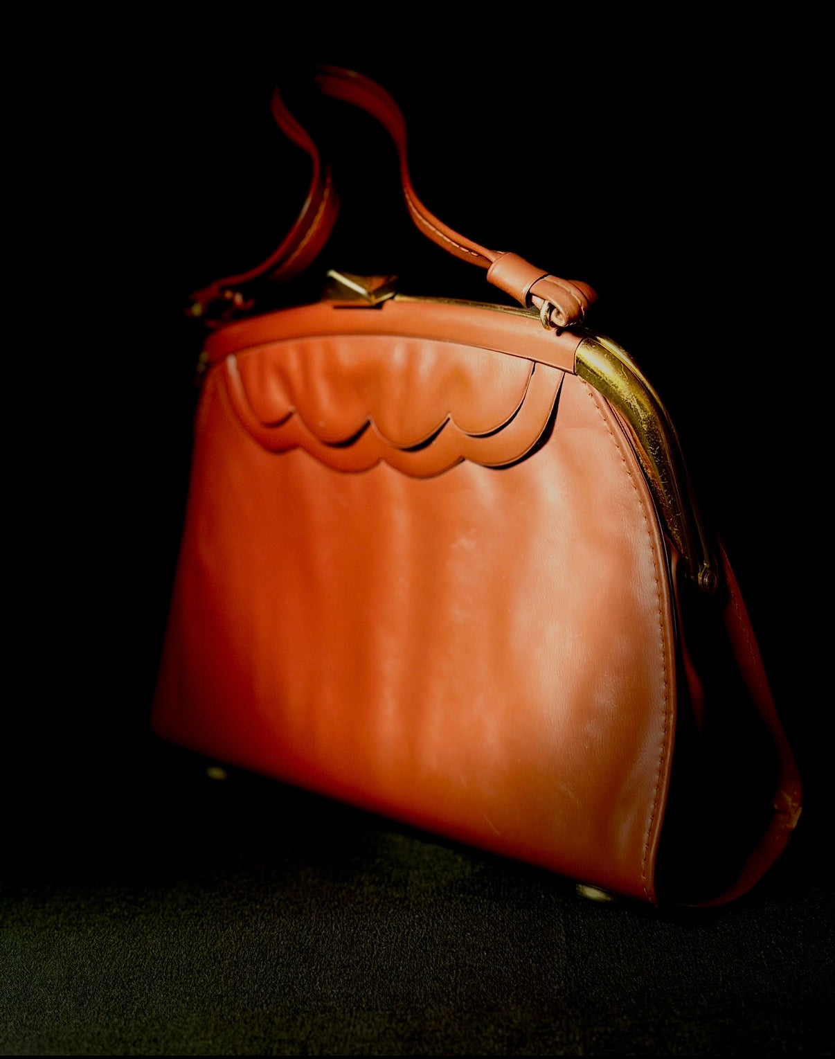 Late 1950s Sculptural Frame Bag with Scalloped Detail and Original Contents (Dijene Antacid, Ephemera)