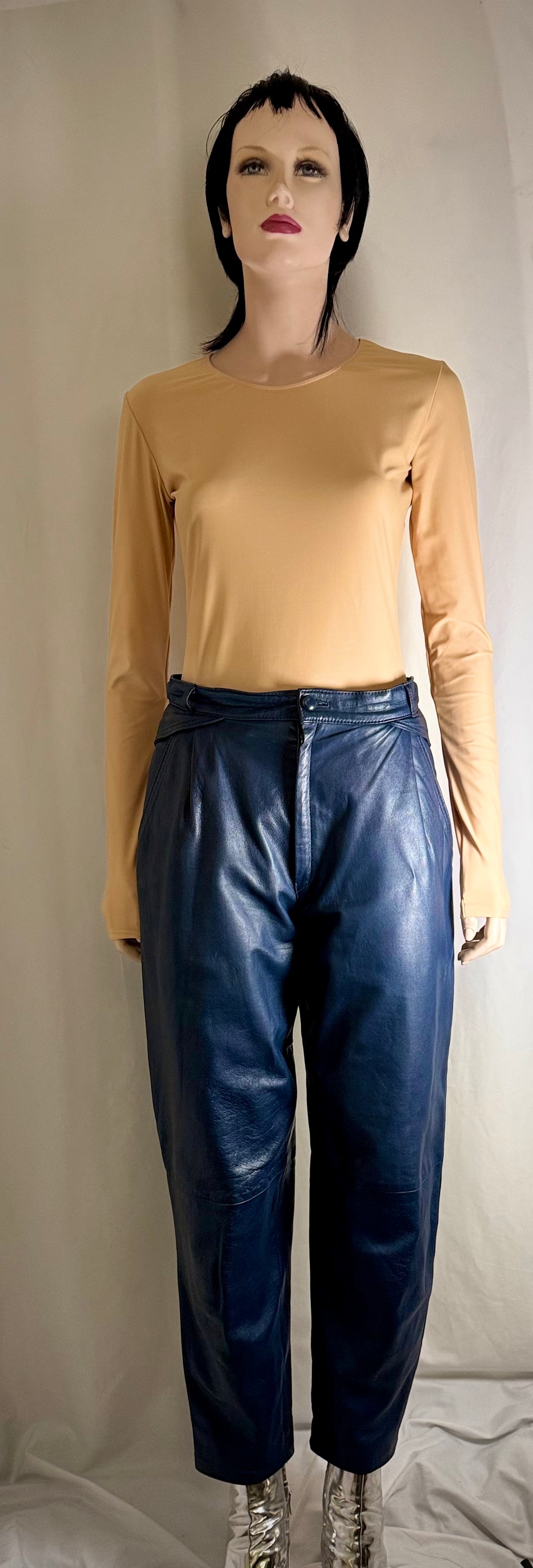 Vintage Butter-Soft Navy Leather Pants