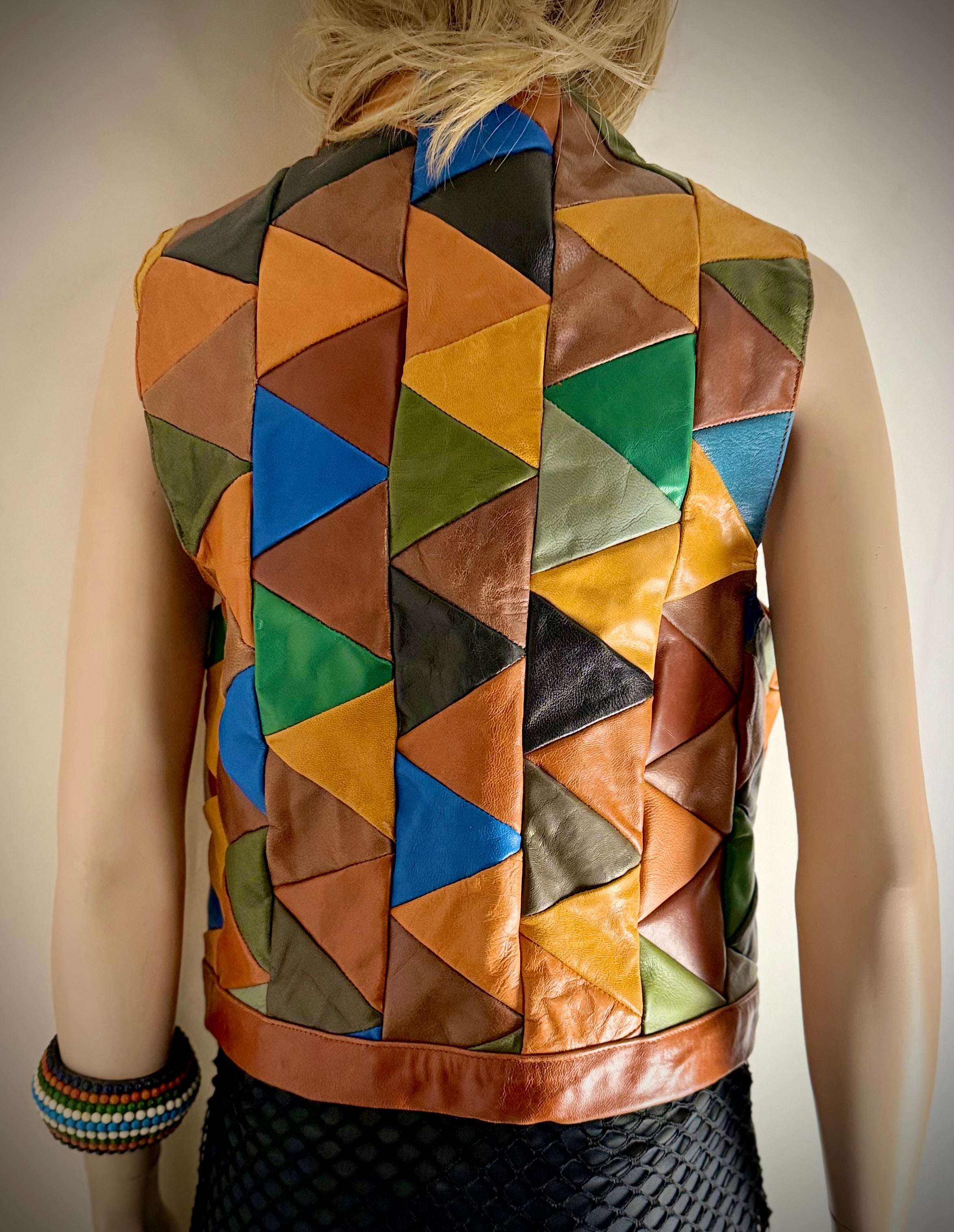 1990s Handcrafted Leather Patchwork Vest