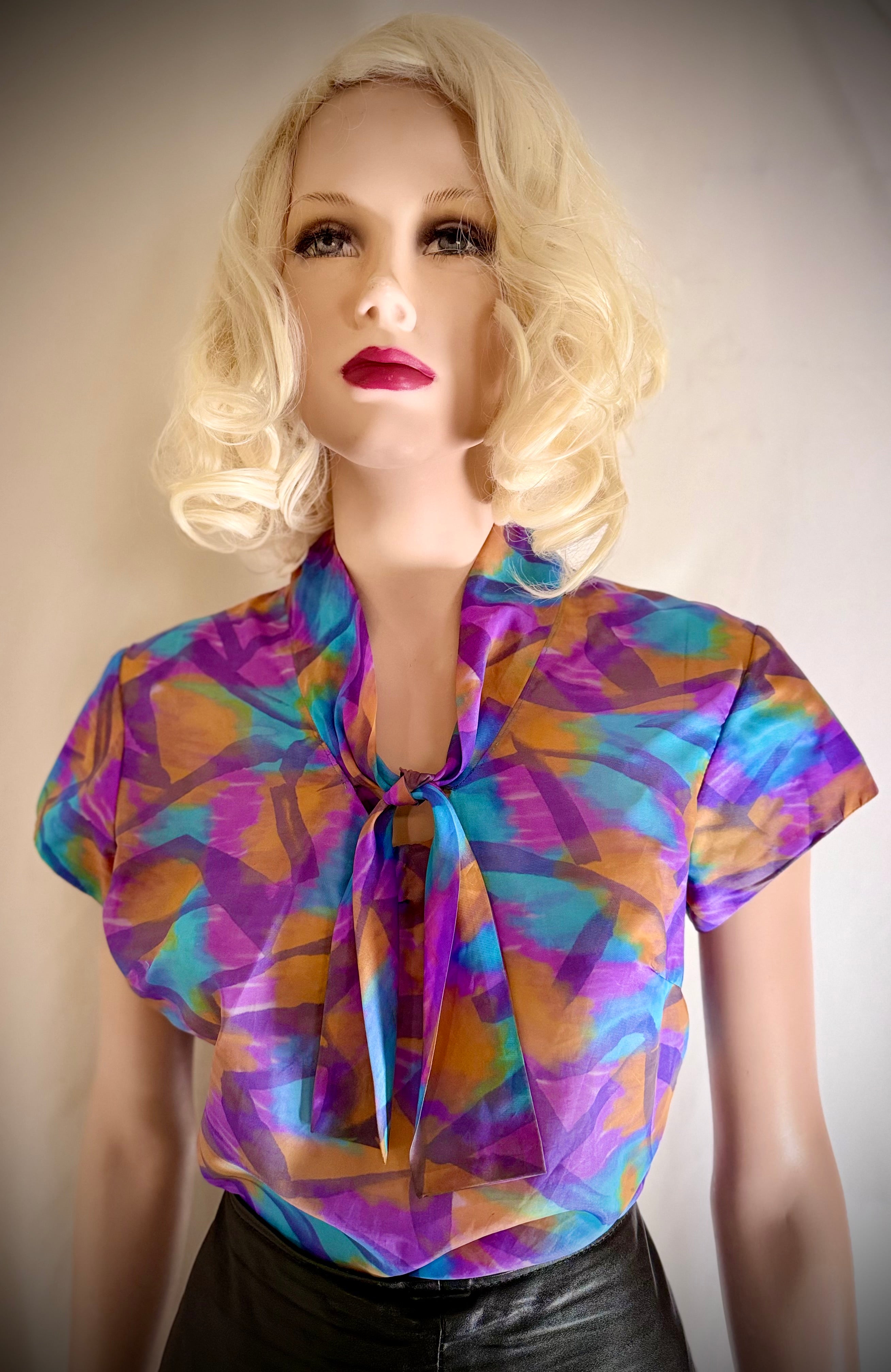 1960s Semi-Sheer Watercolour Blouse (Mint Condition)