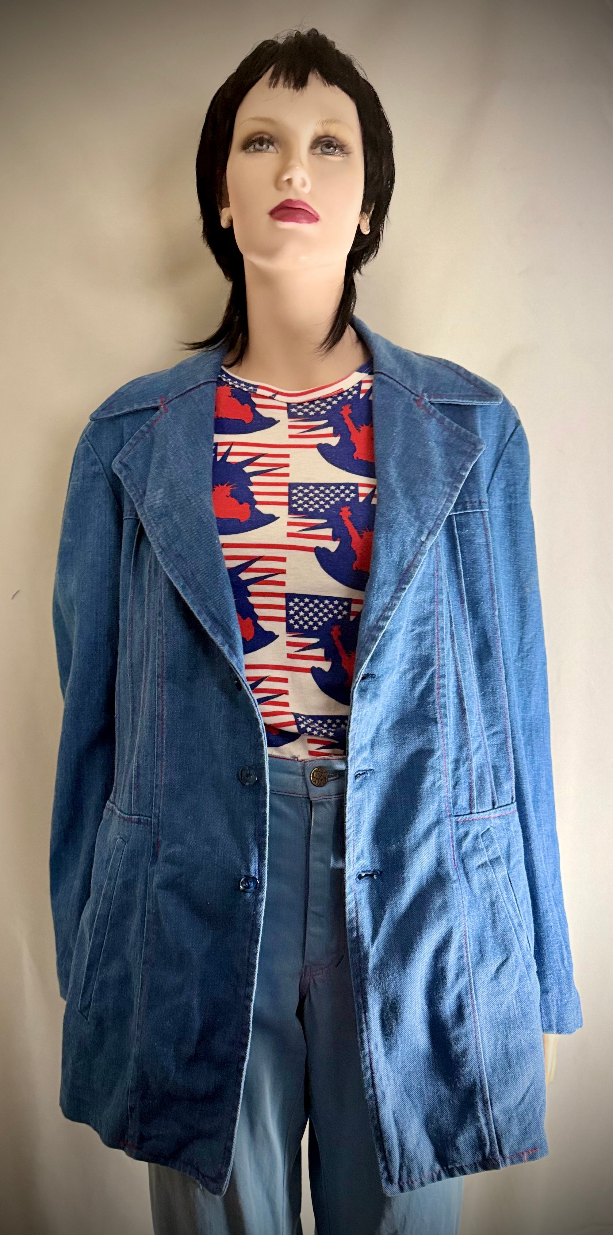 Vintage Late 60s / Early 70s Denim Blazer / Oversized Tailored Jacket