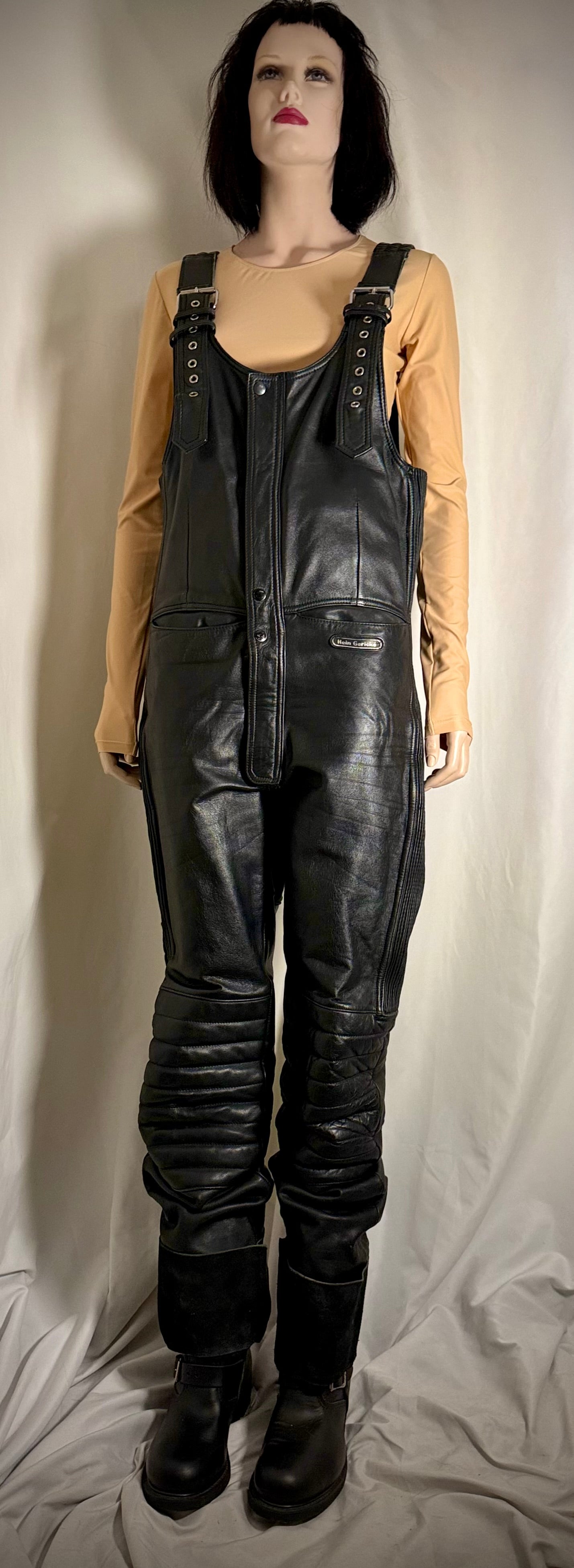 Hein Gericke Black Leather Motorcycle Overalls