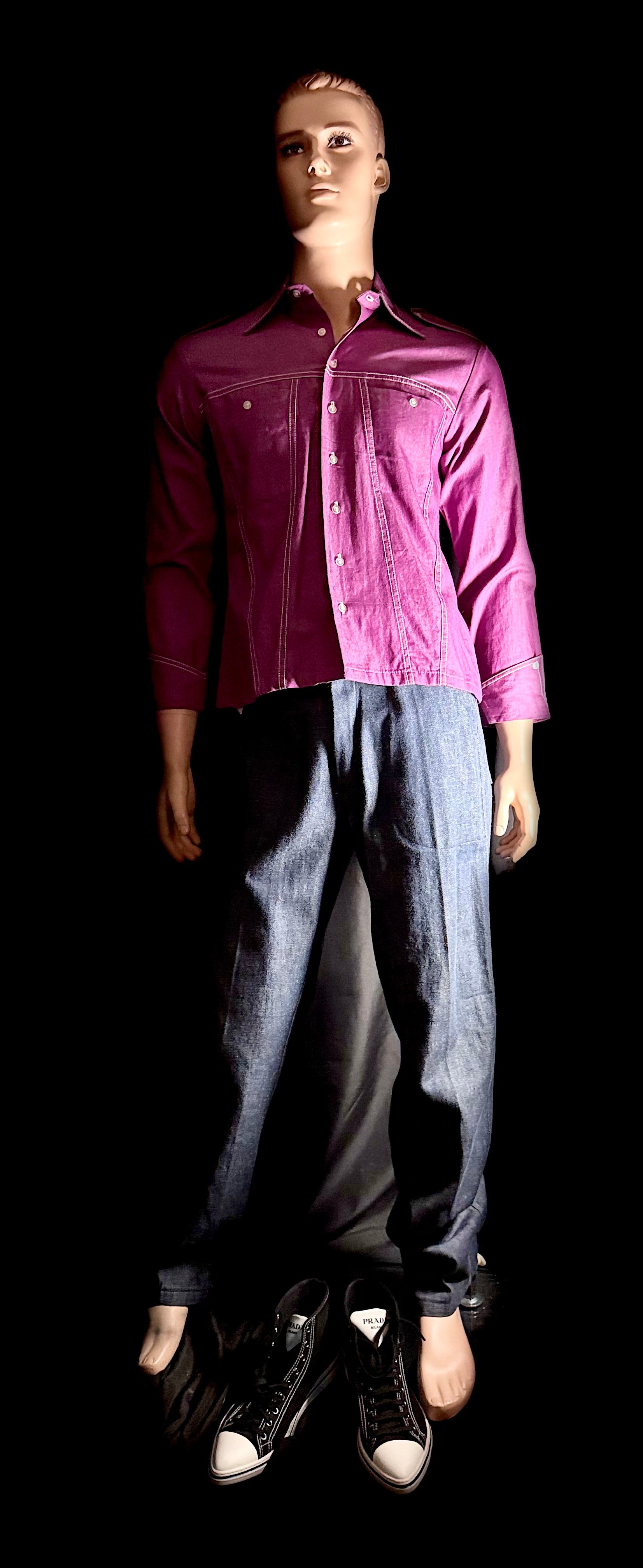 1960s Bisley Australian-Made Purple Denim Work Shirt – Deadstock