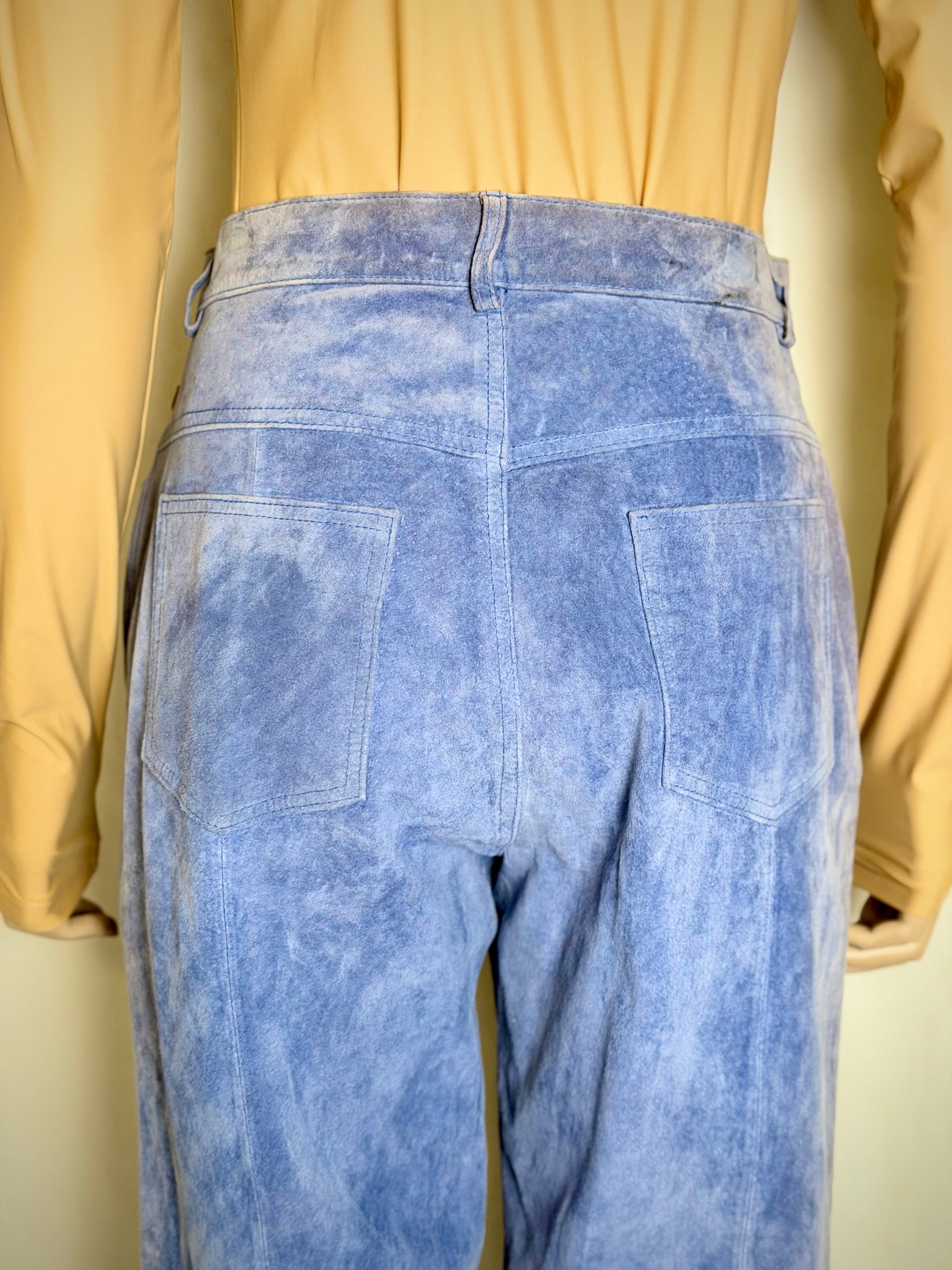 Early 90s Deadstock Powder-Blue Genuine Suede Jeans