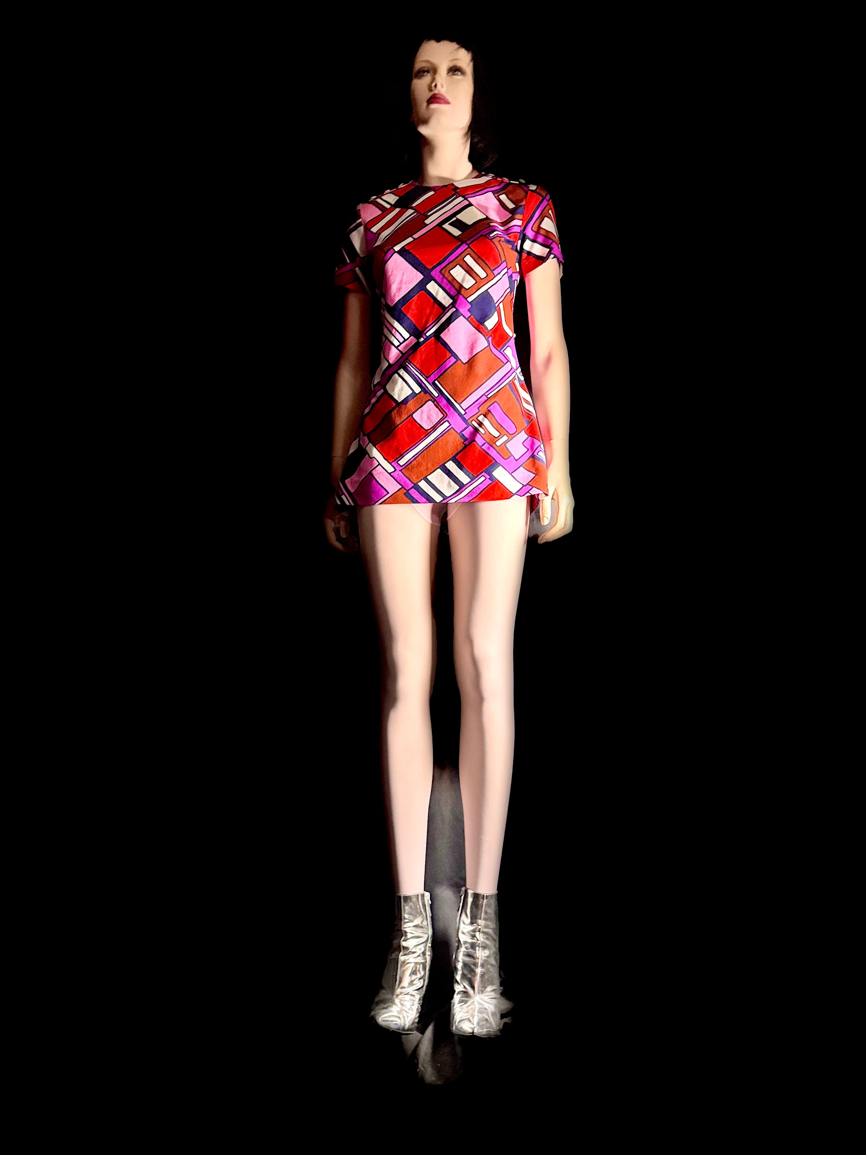 1960s Abstract Print Shift Dress – Mod Graphic Mini