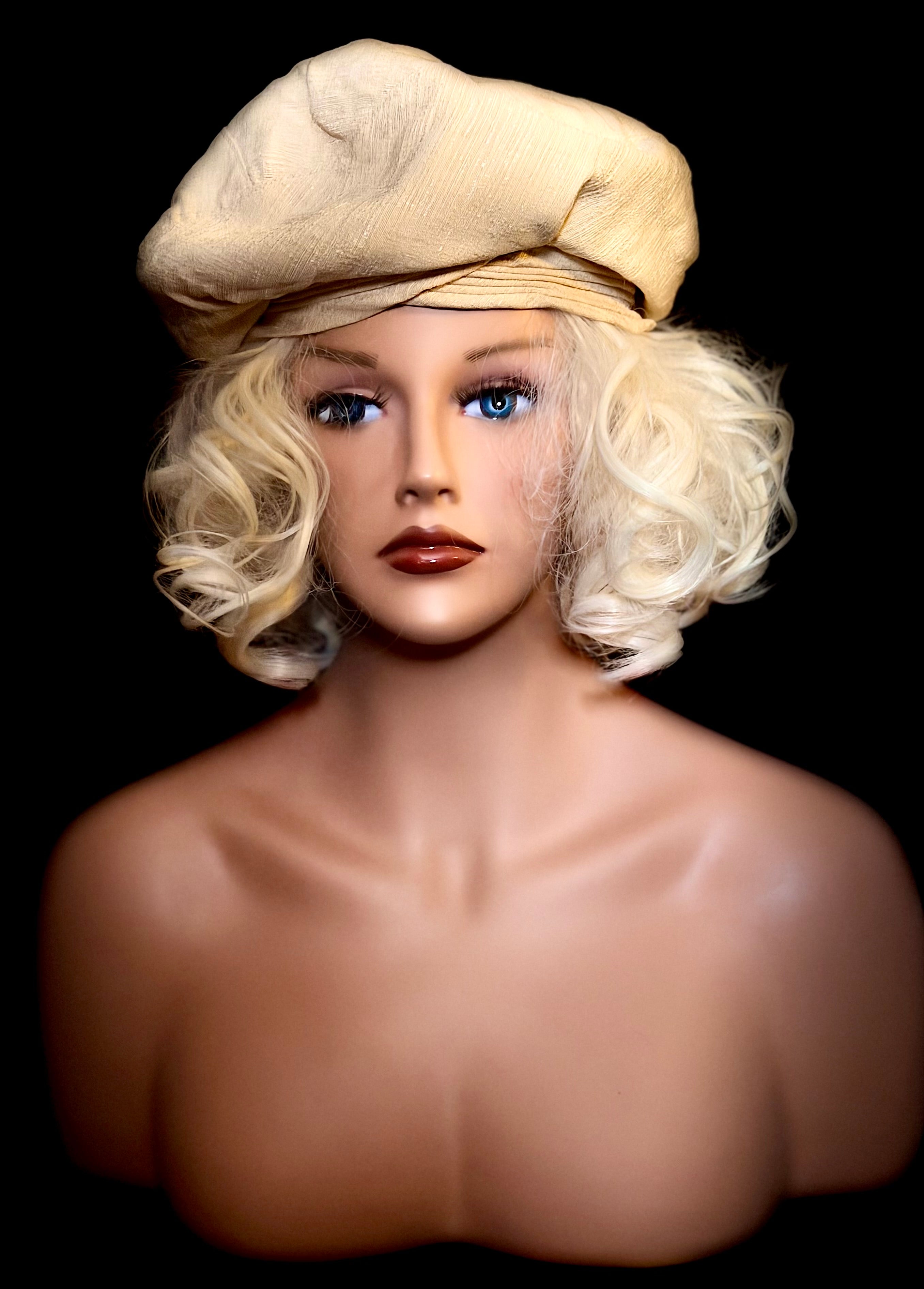 Twist Turban Beret - 1950s Champagne Cream