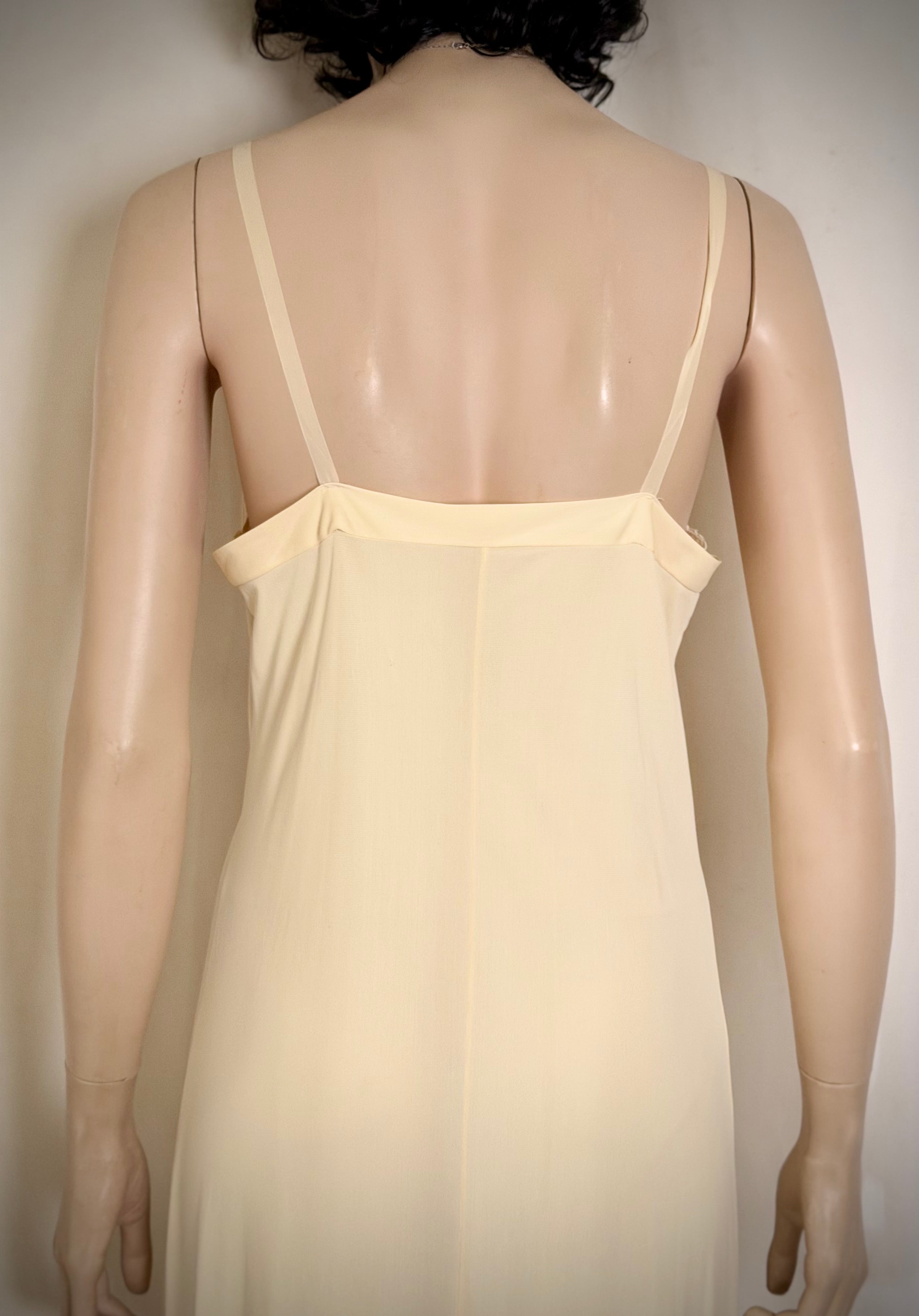 1960s Cream Nylon Slip Dress With Lace Trim
