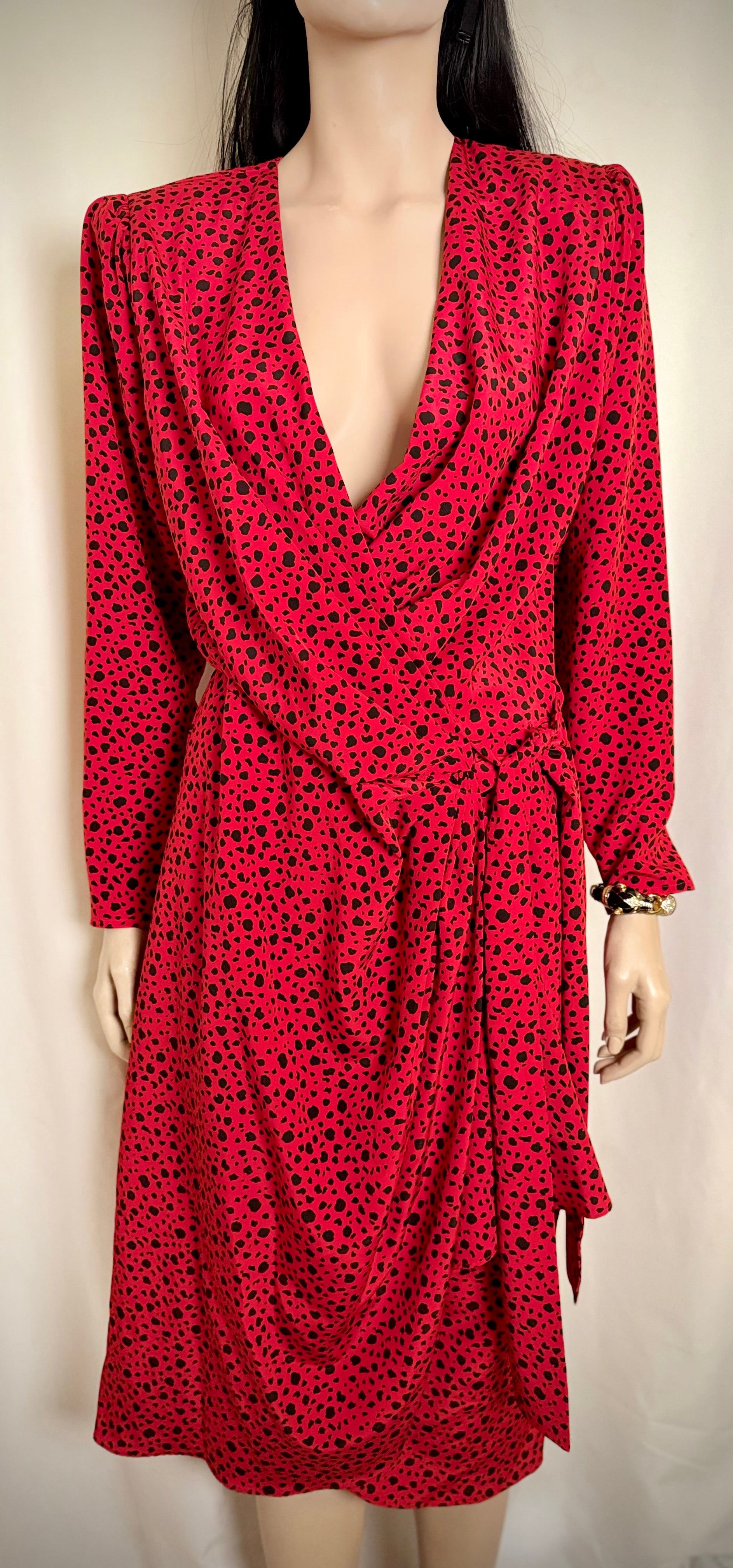 1980s New York Leopard Spot Wrap Dress