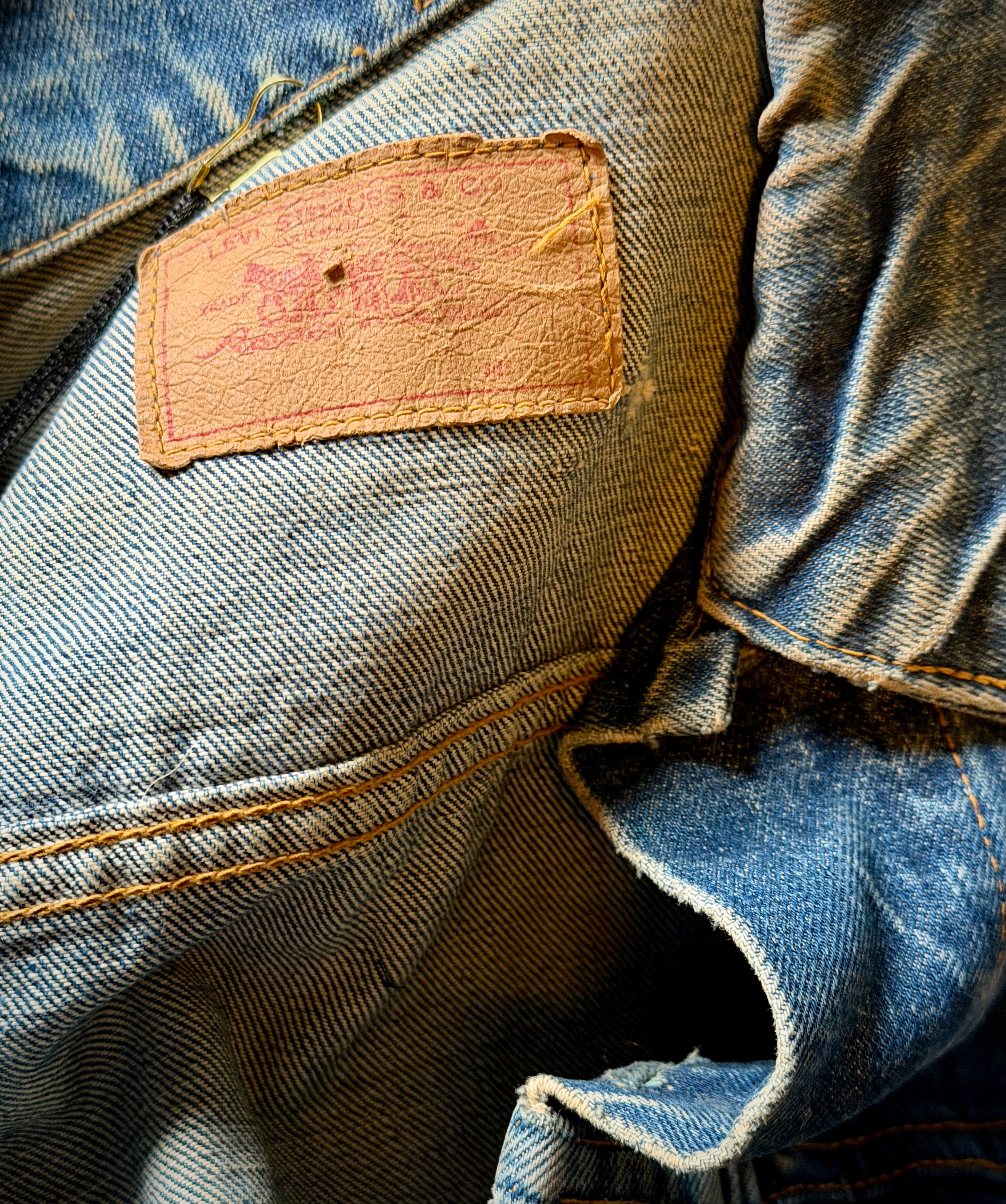 Levi's Big E 1960s Denim Trucker Jacket - Hand Painted Devil Artwork by New York Artist
