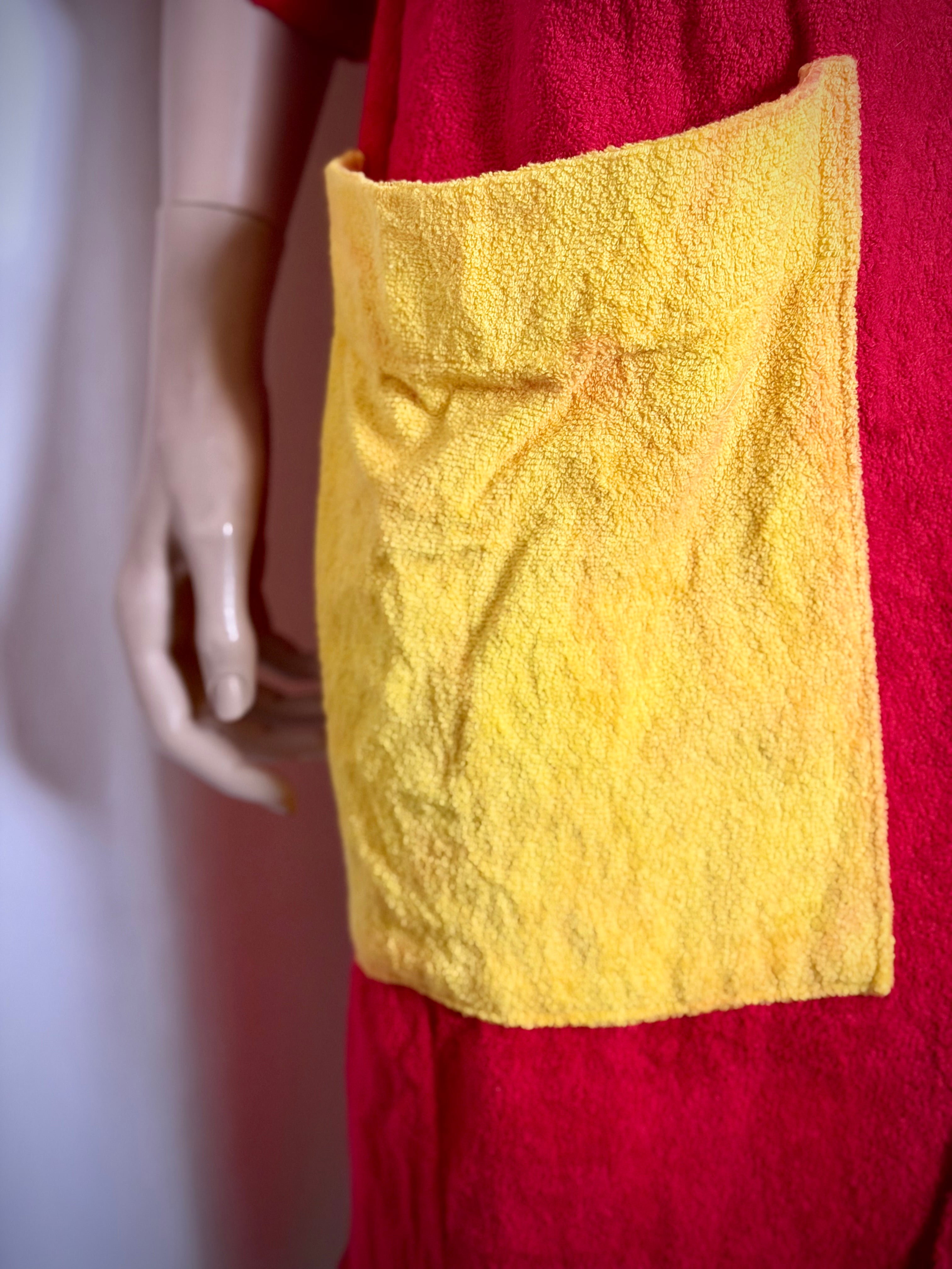 Deadstock 90s United Colors of Benetton Terry Robe - Red and Yellow (Styled in Italy)