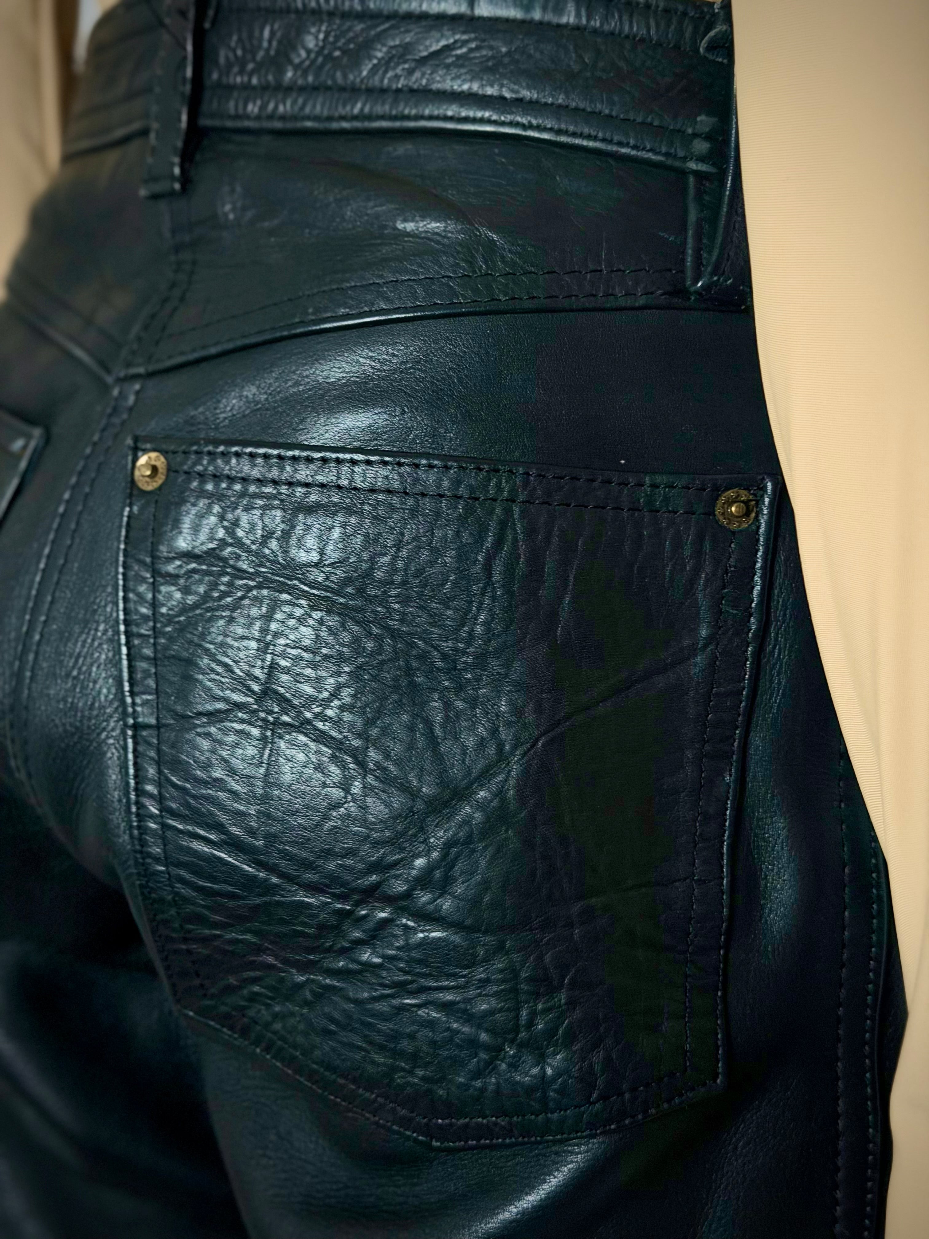 Heavyweight Vintage Leather Pants with Hide Variation - Rare
